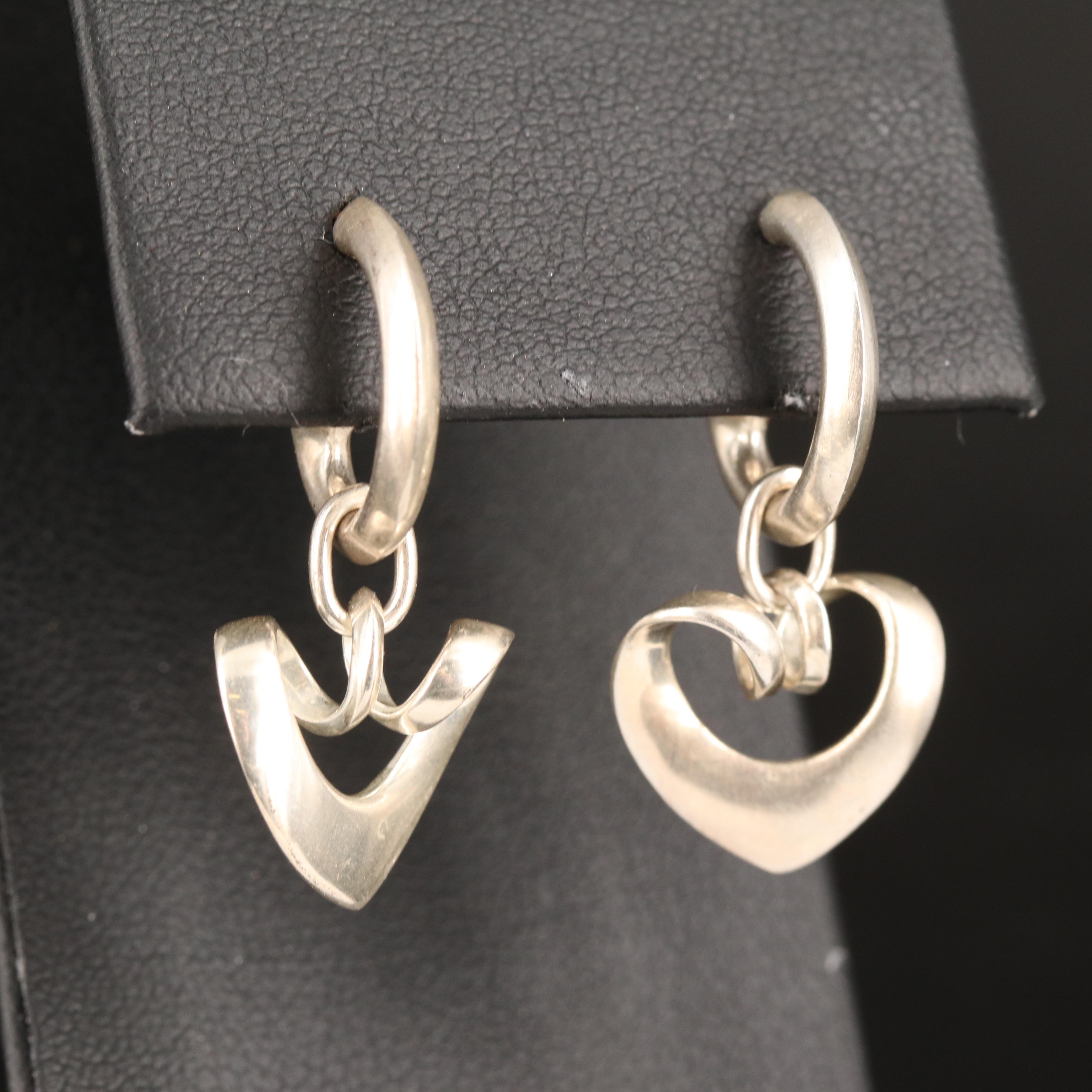 Georg Jensen Sterling Heart Earrings with 10K Accents