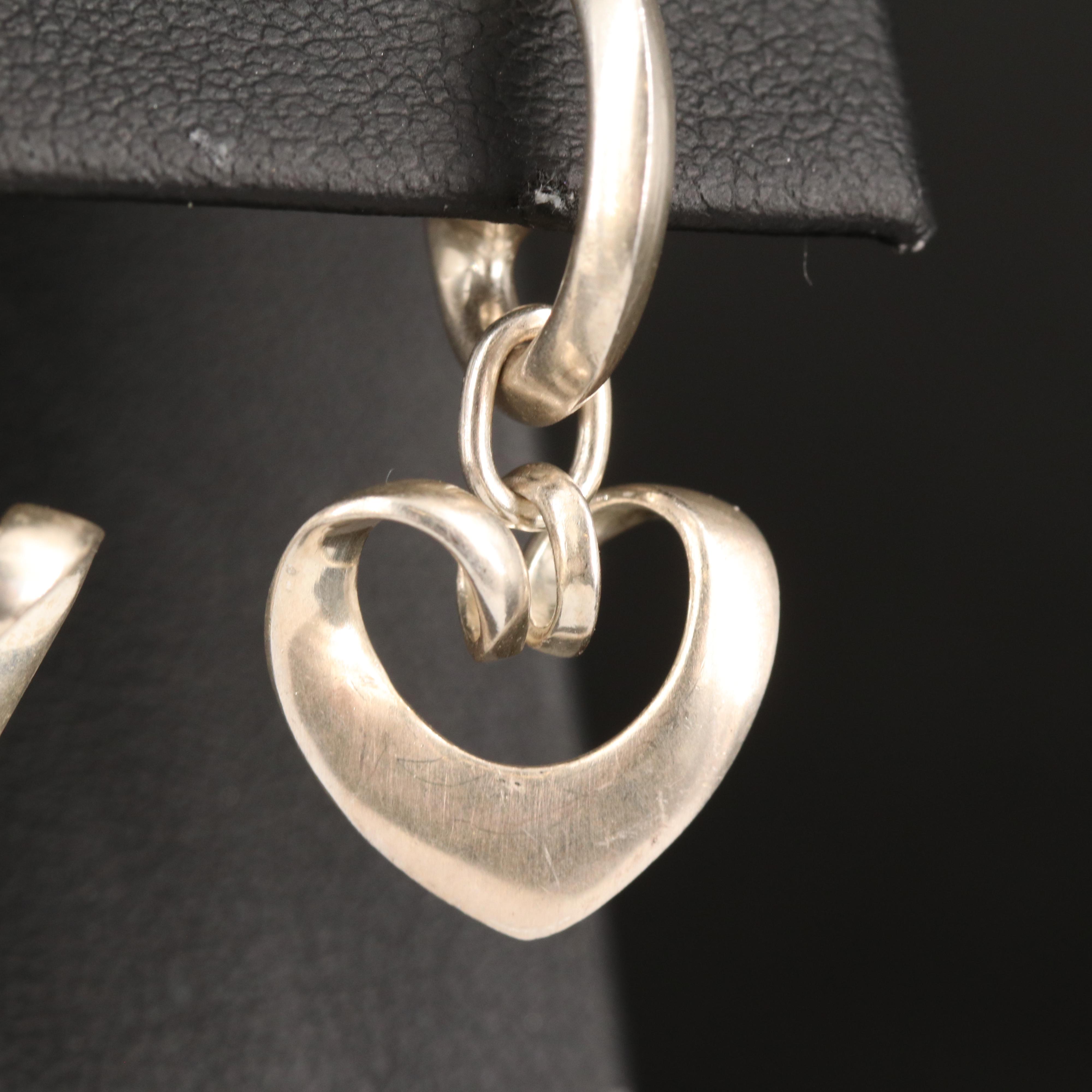 Georg Jensen Sterling Heart Earrings with 10K Accents
