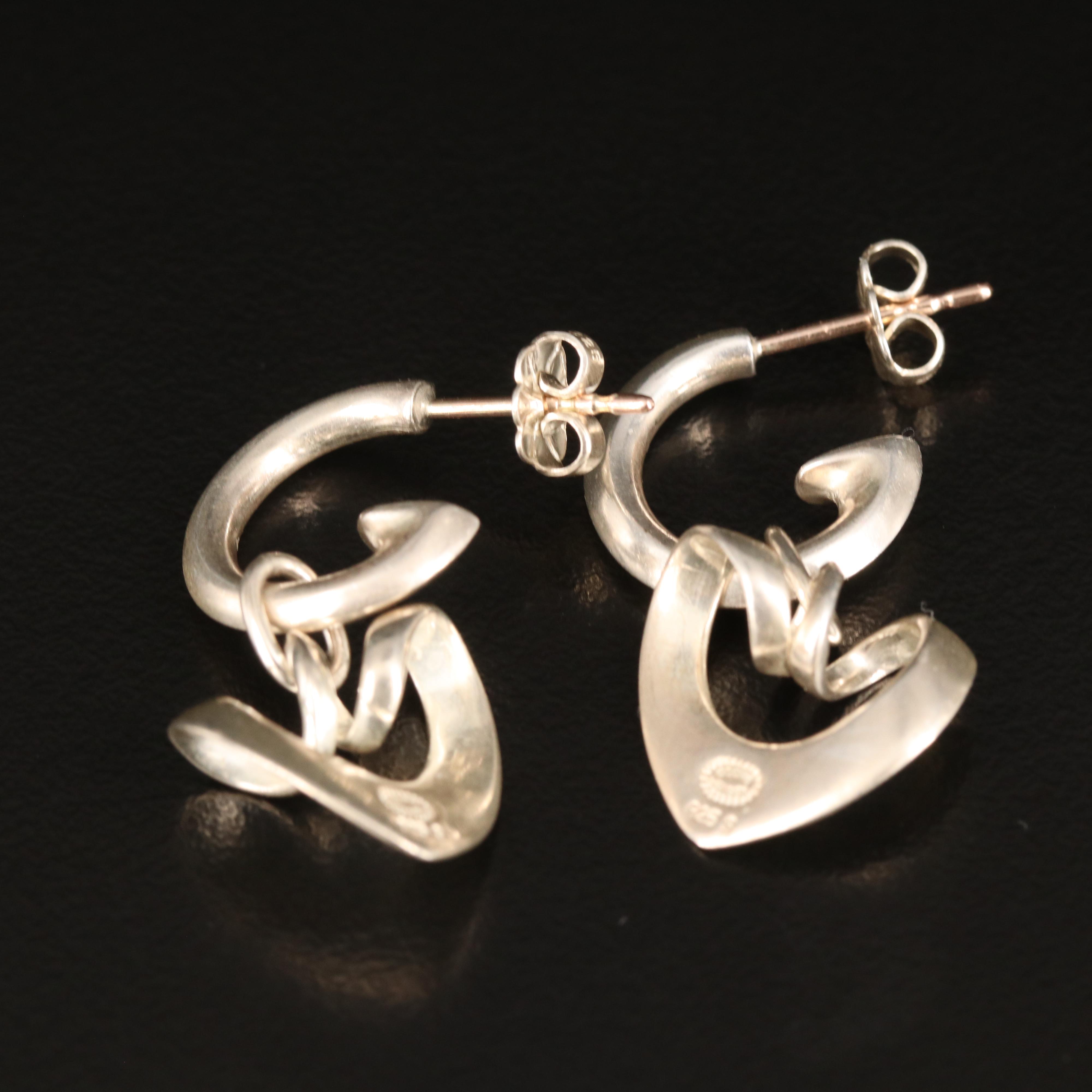 Georg Jensen Sterling Heart Earrings with 10K Accents