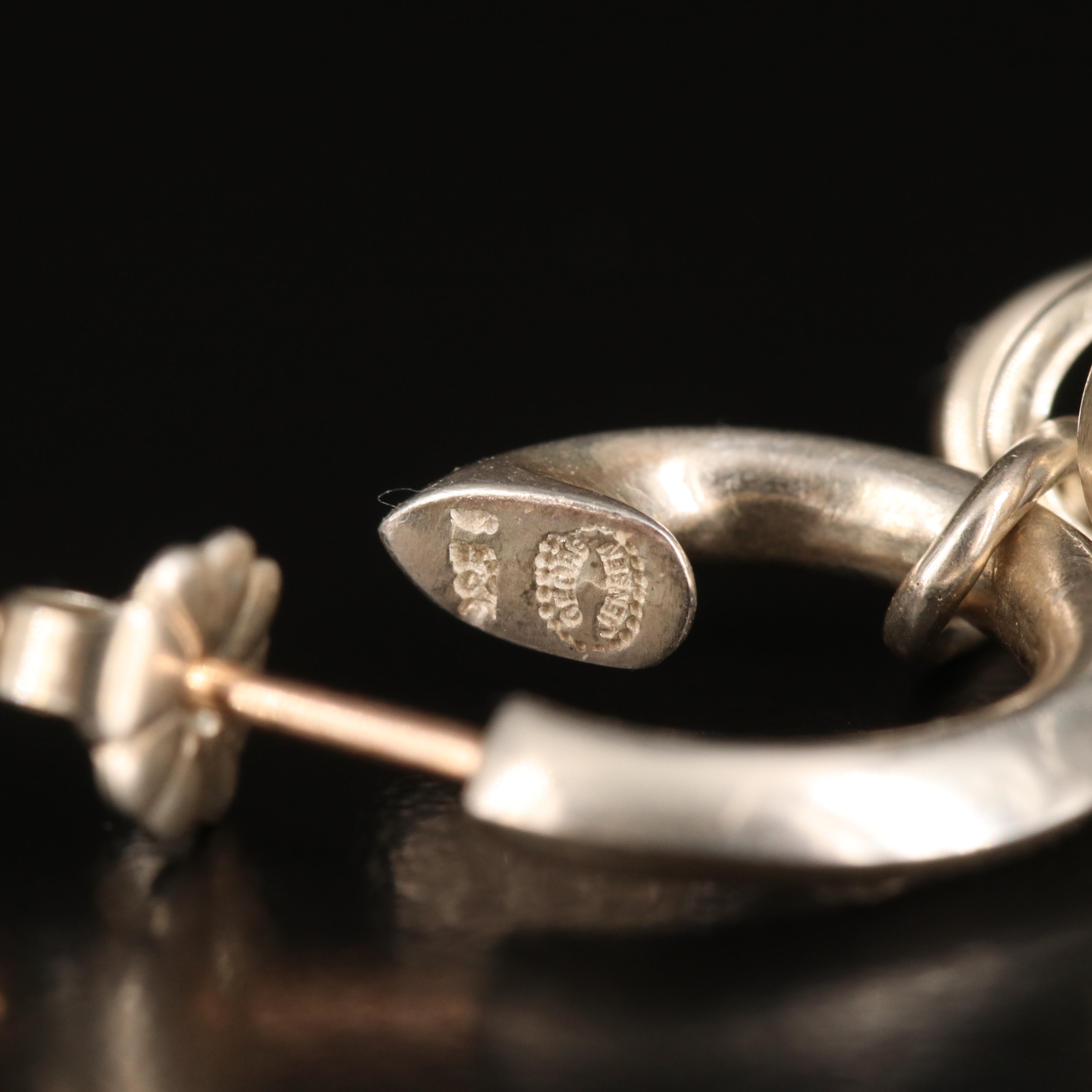 Georg Jensen Sterling Heart Earrings with 10K Accents