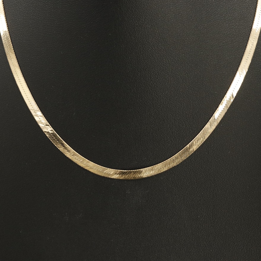 Italian 14K Herringbone Necklace