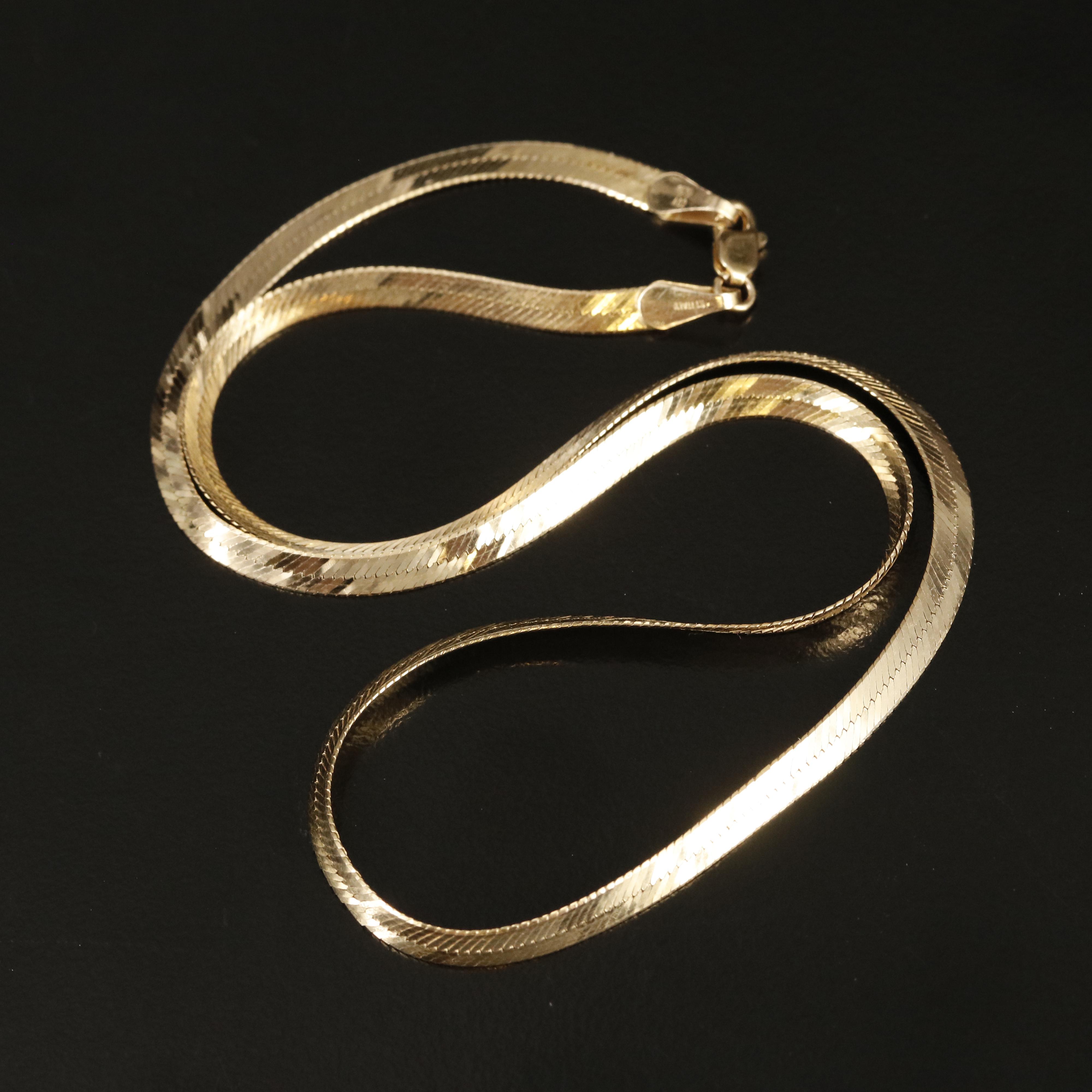 Italian 14K Herringbone Necklace