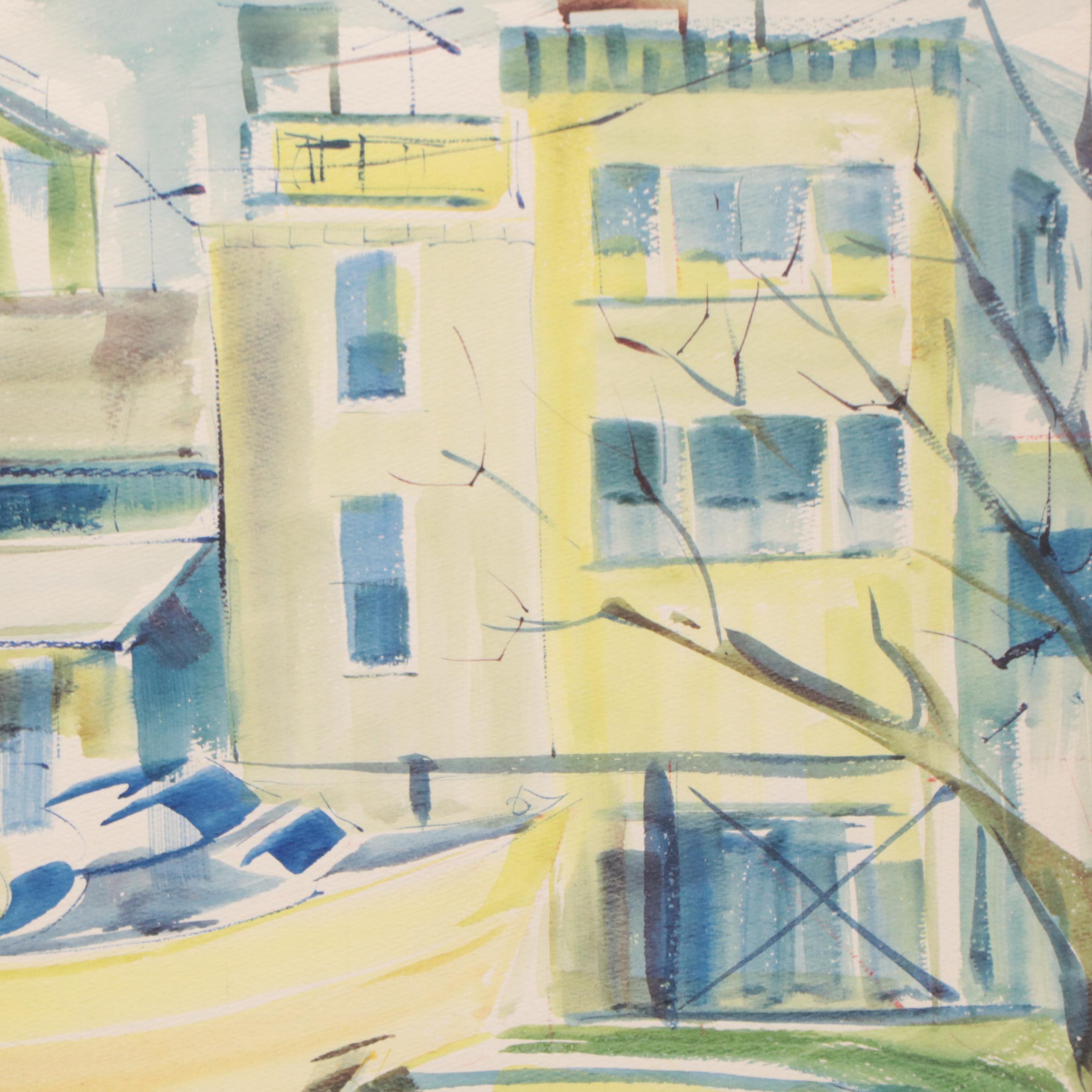 Watercolor Painting of Cityscape