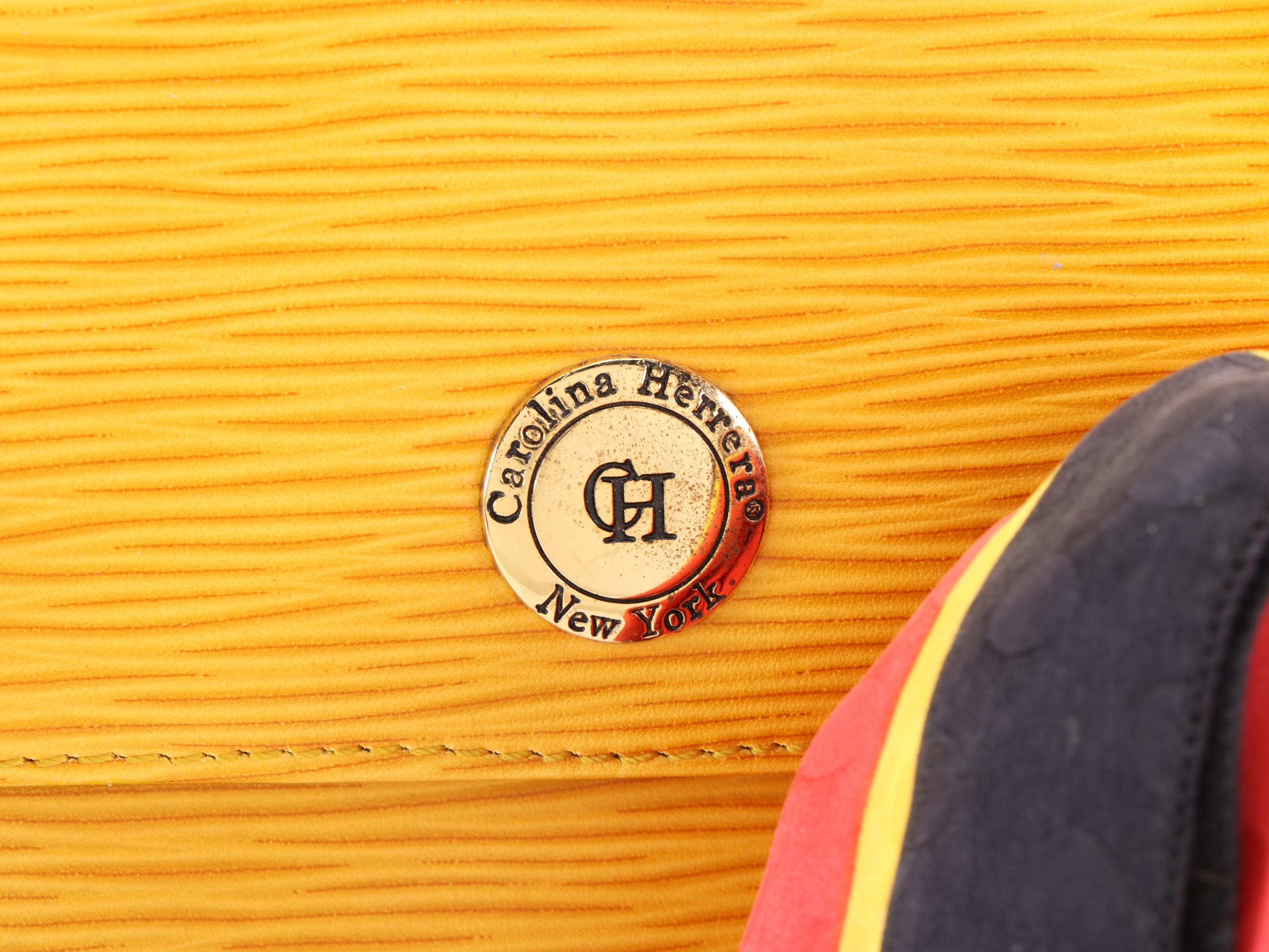 Carolina Herrera Textured Leather Shoulder Bag with Silk Scarf