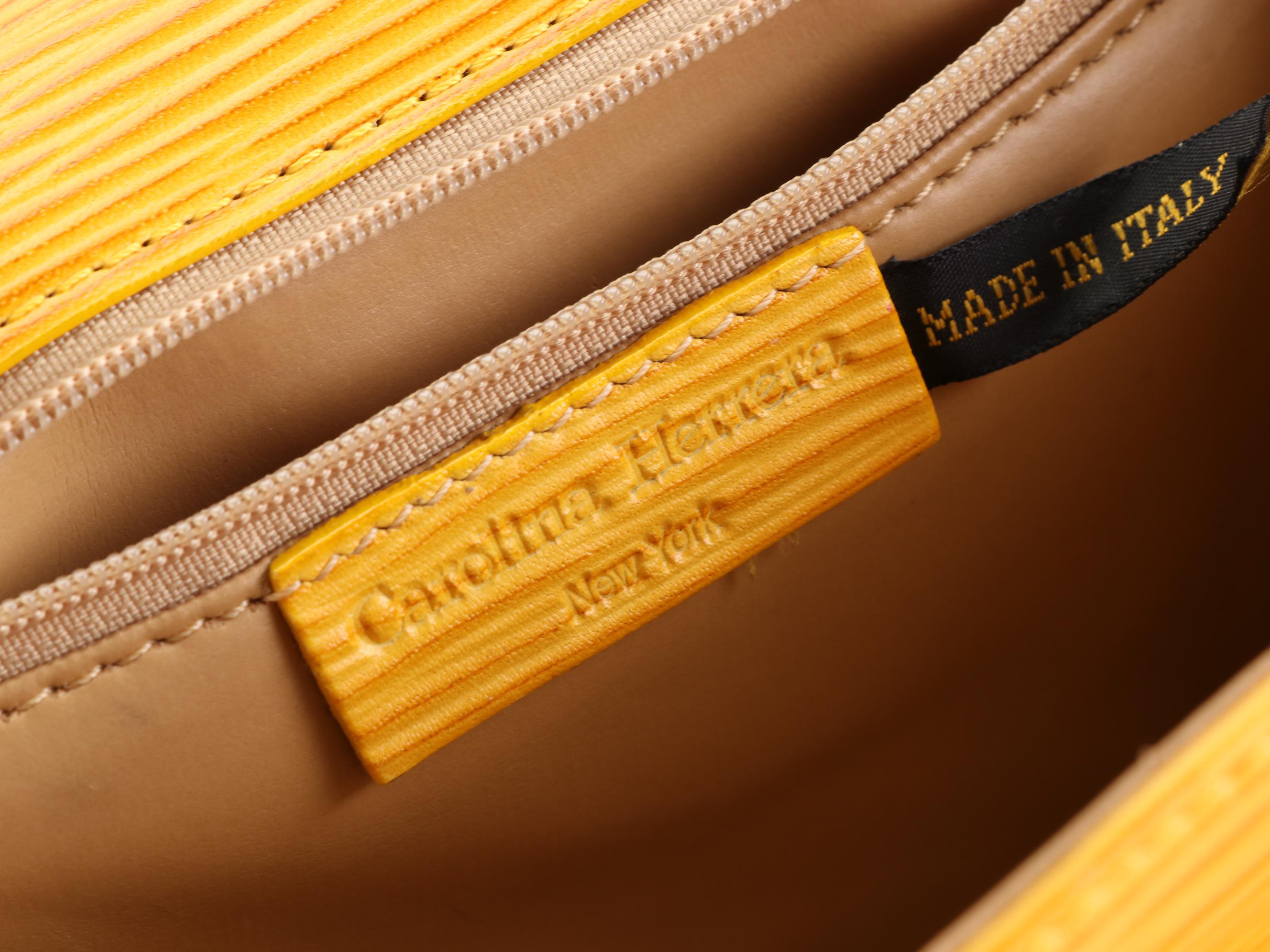 Carolina Herrera Textured Leather Shoulder Bag with Silk Scarf