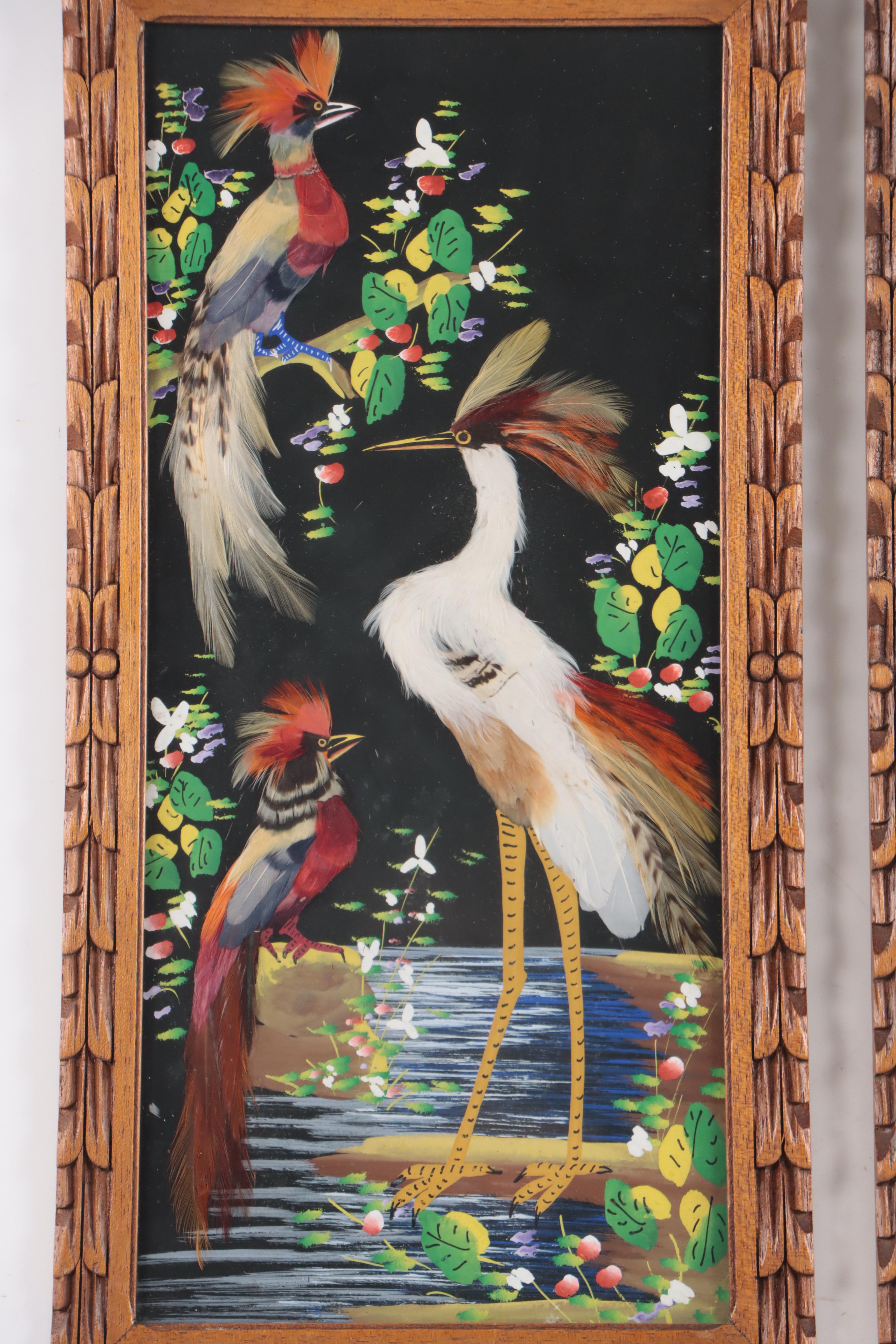 Mixed Media Folk Art Paintings of Birds