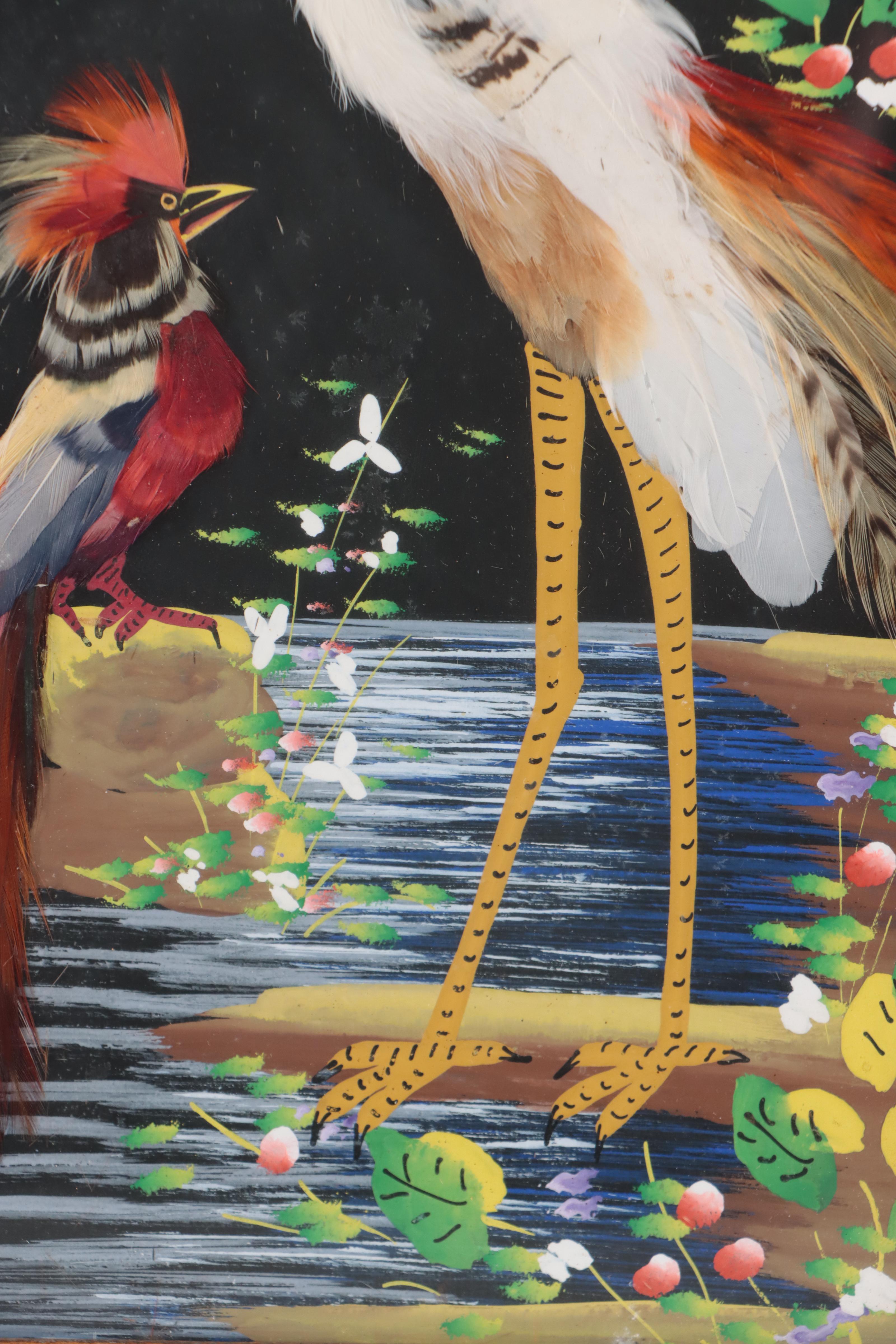 Mixed Media Folk Art Paintings of Birds