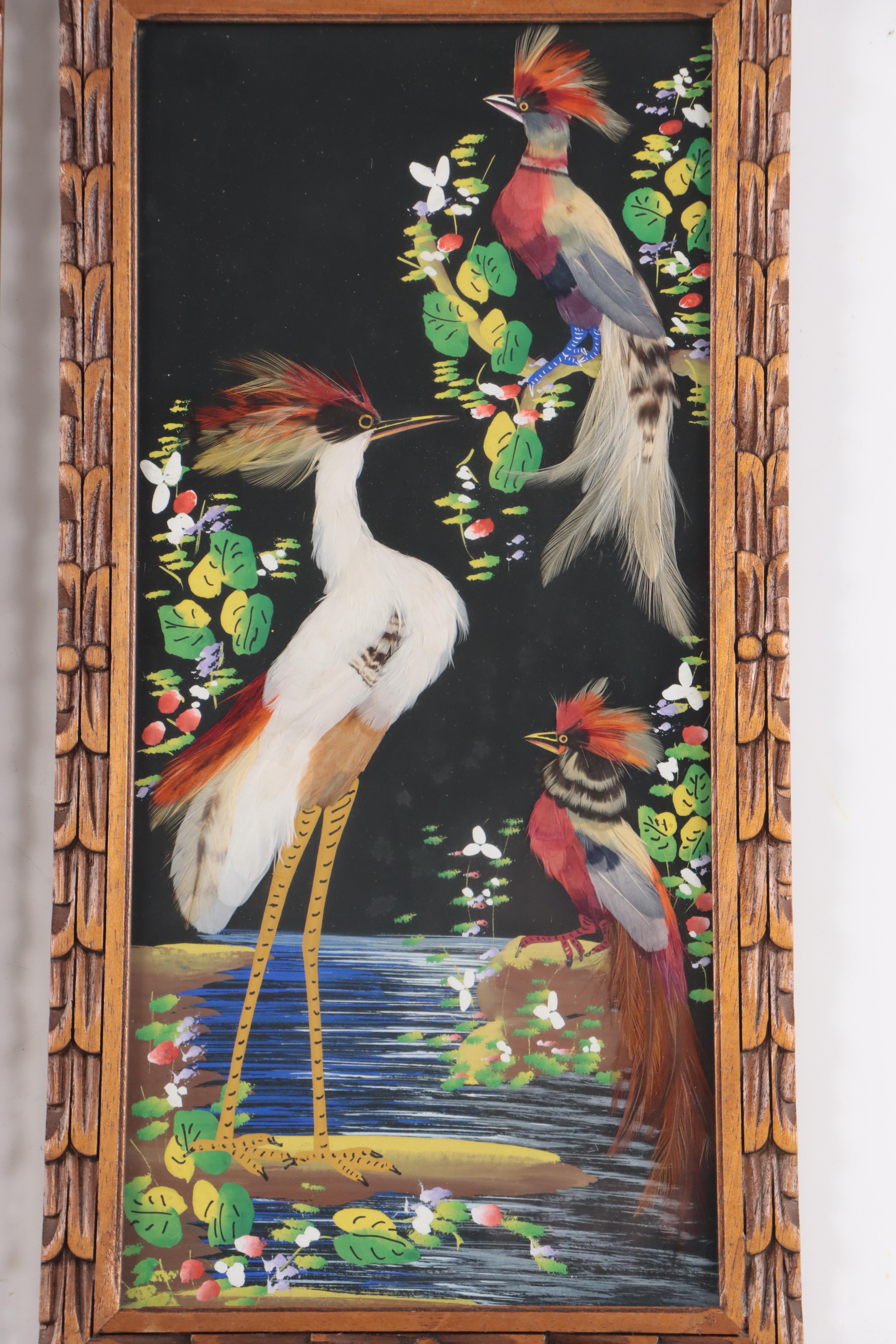 Mixed Media Folk Art Paintings of Birds