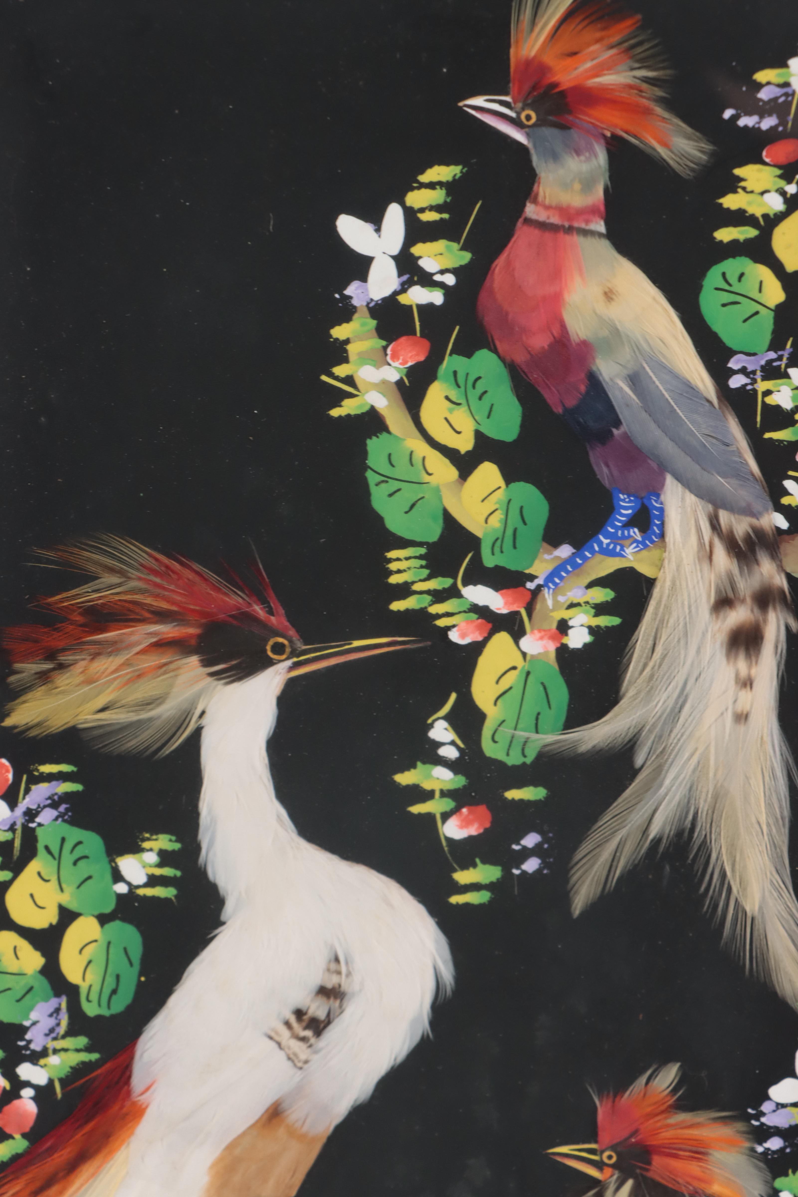 Mixed Media Folk Art Paintings of Birds