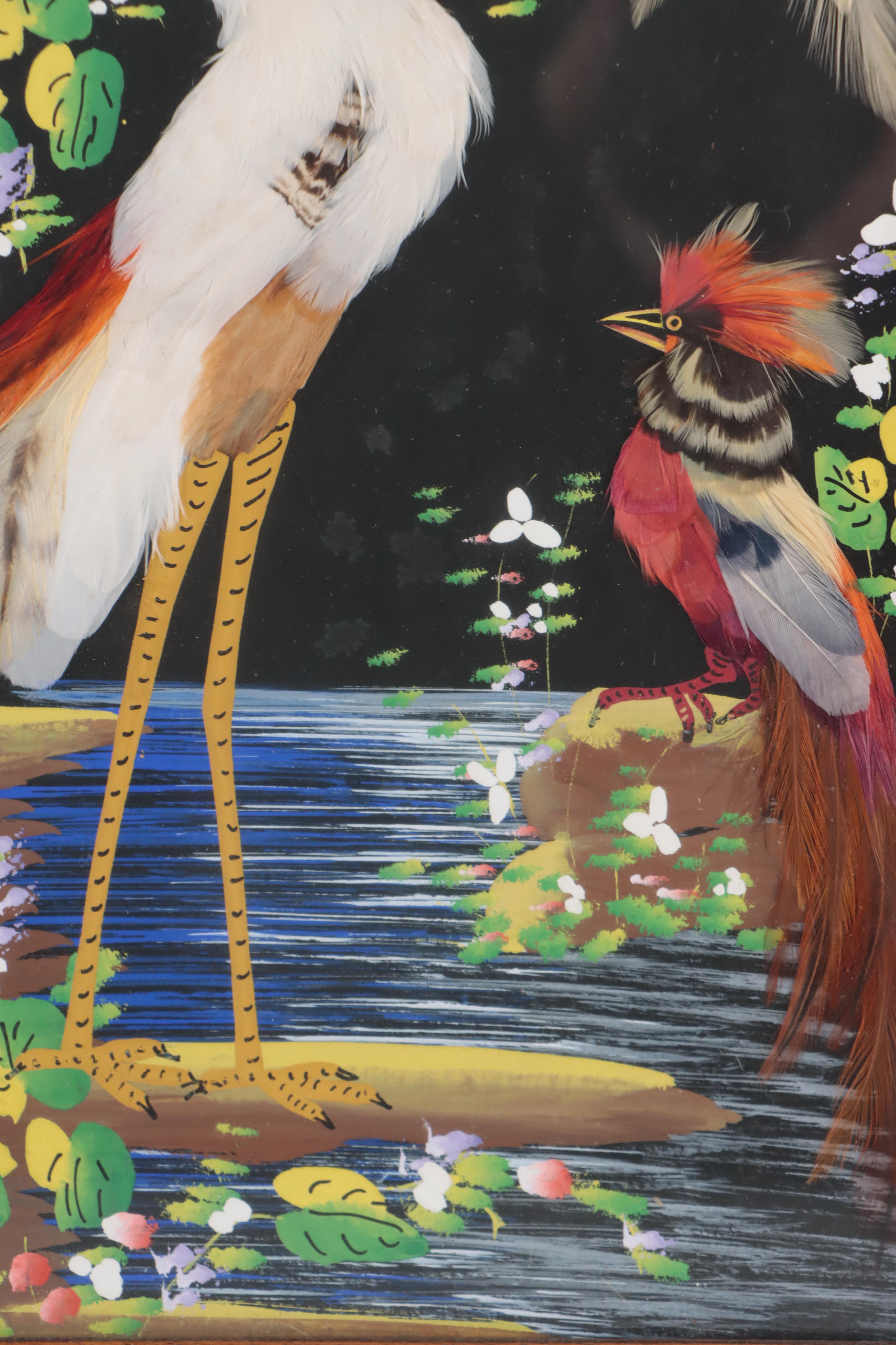 Mixed Media Folk Art Paintings of Birds