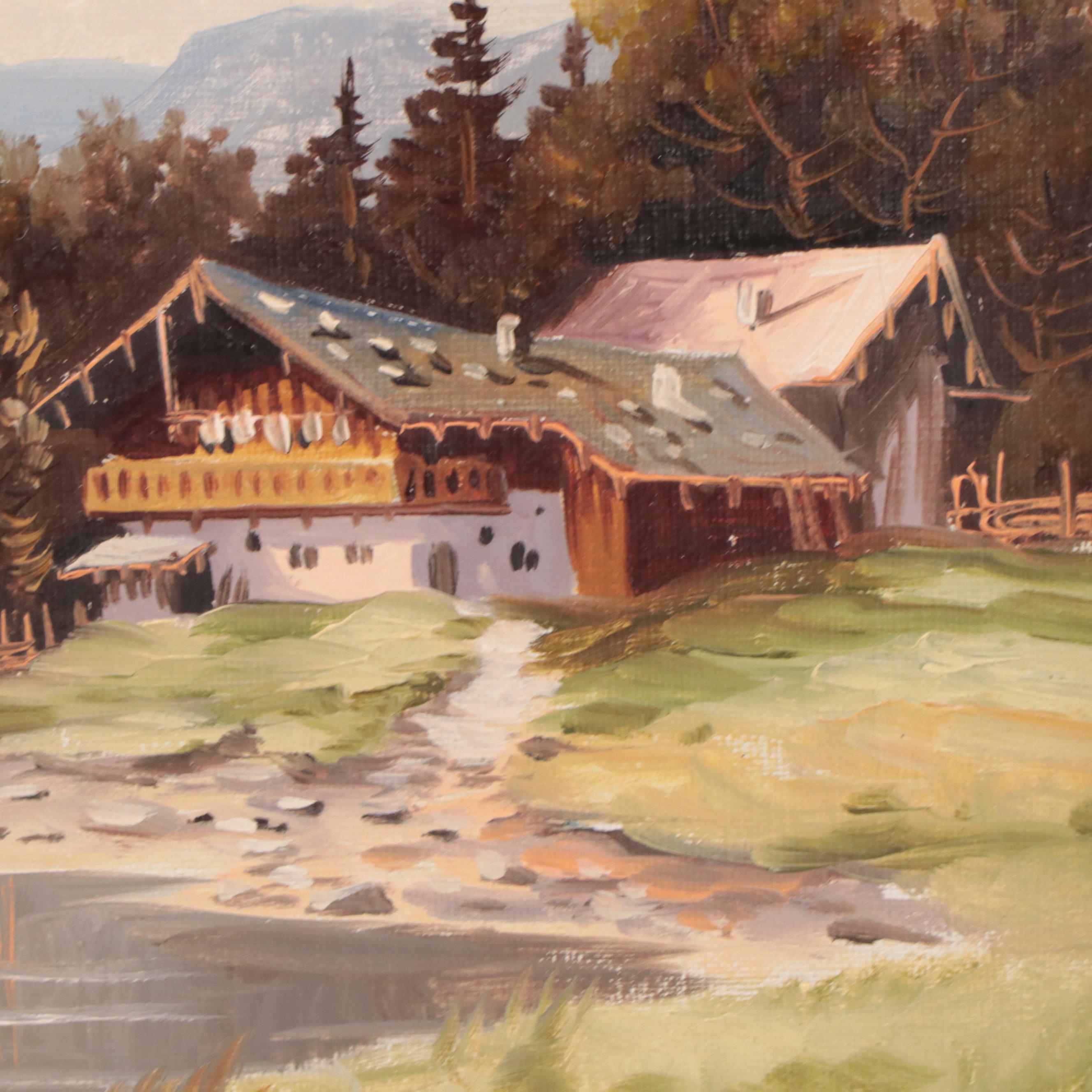 Oil Painting of Mountainous Landscape