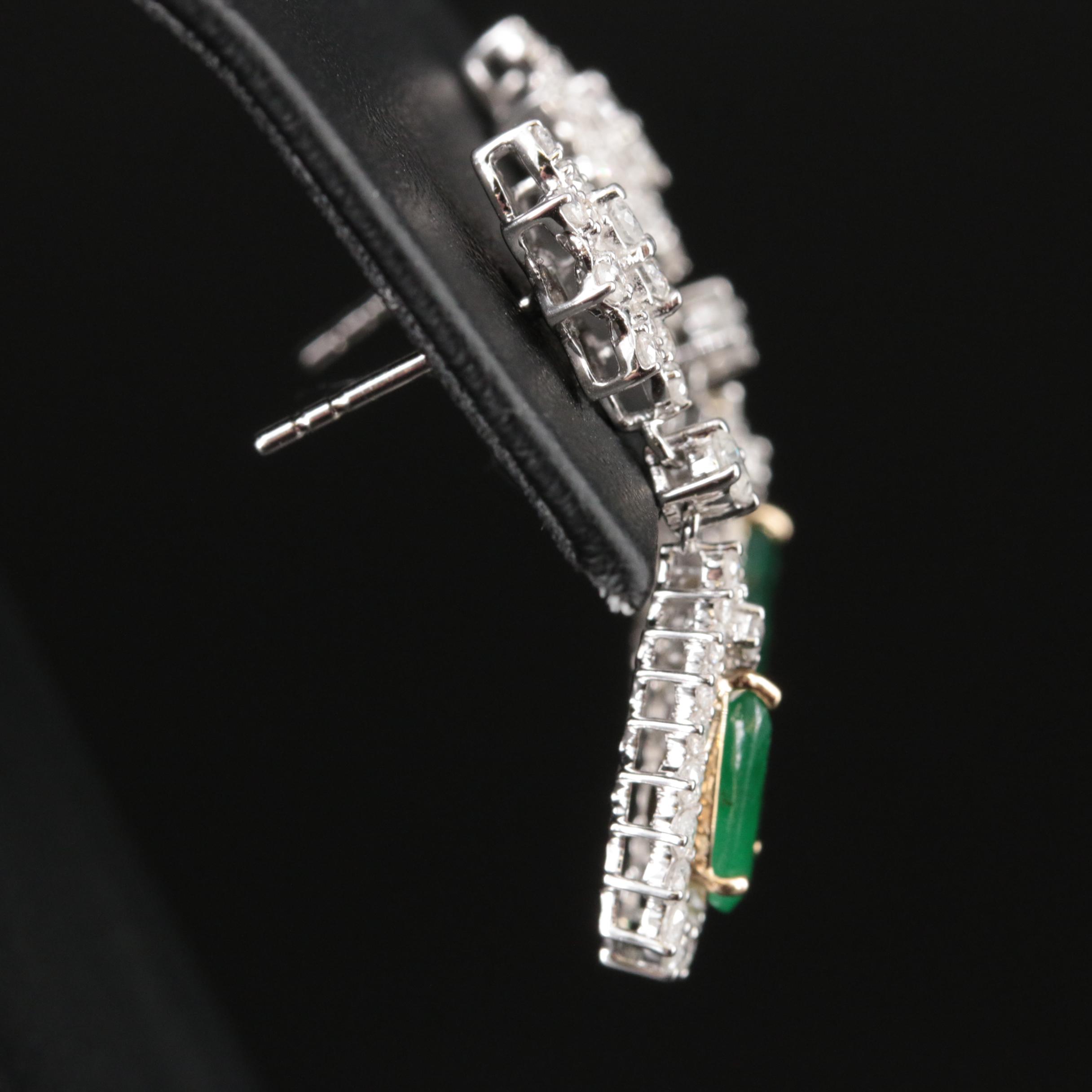 14K Emerald and Diamond Earrings
