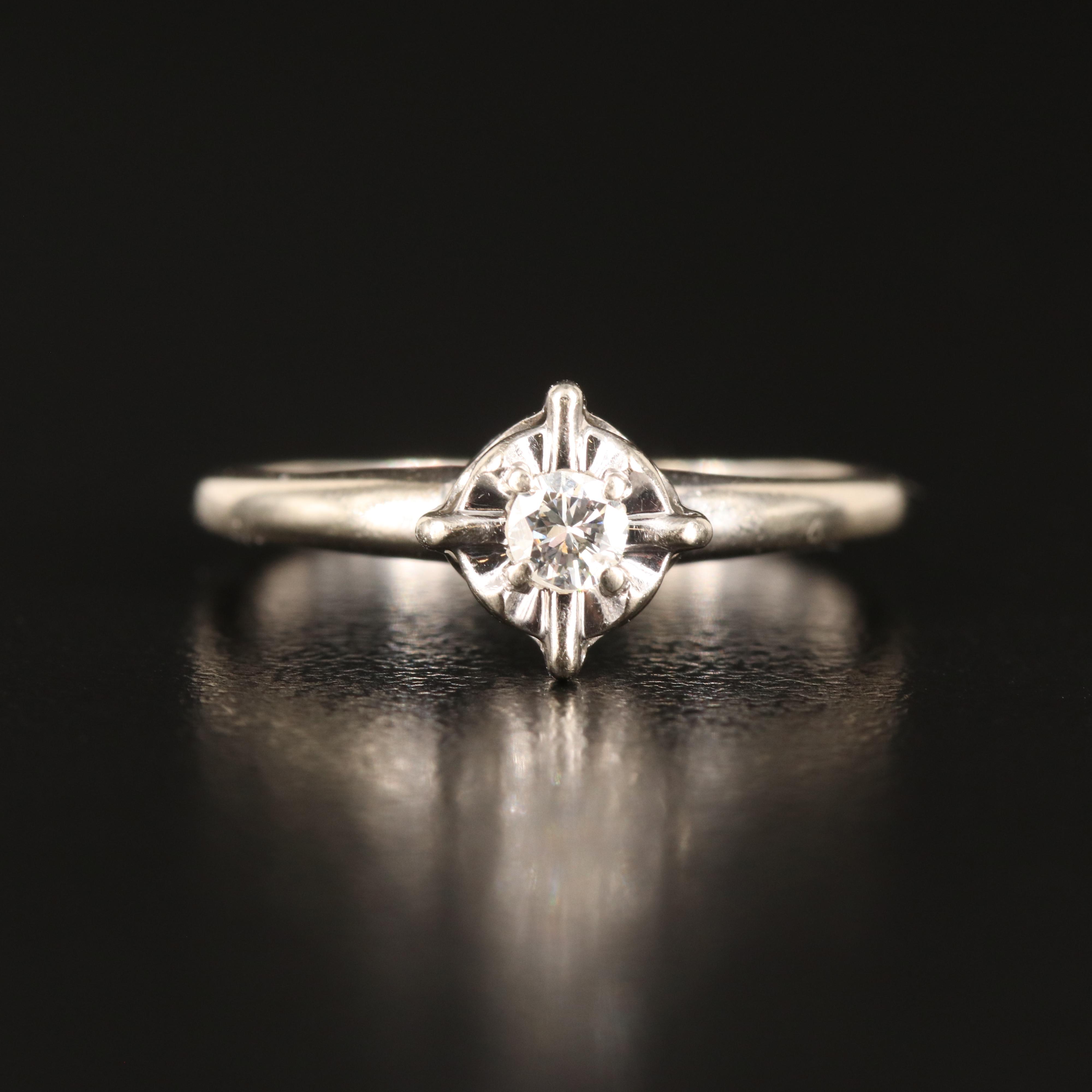 14K 0.11 CT Diamond Solitaire Ring