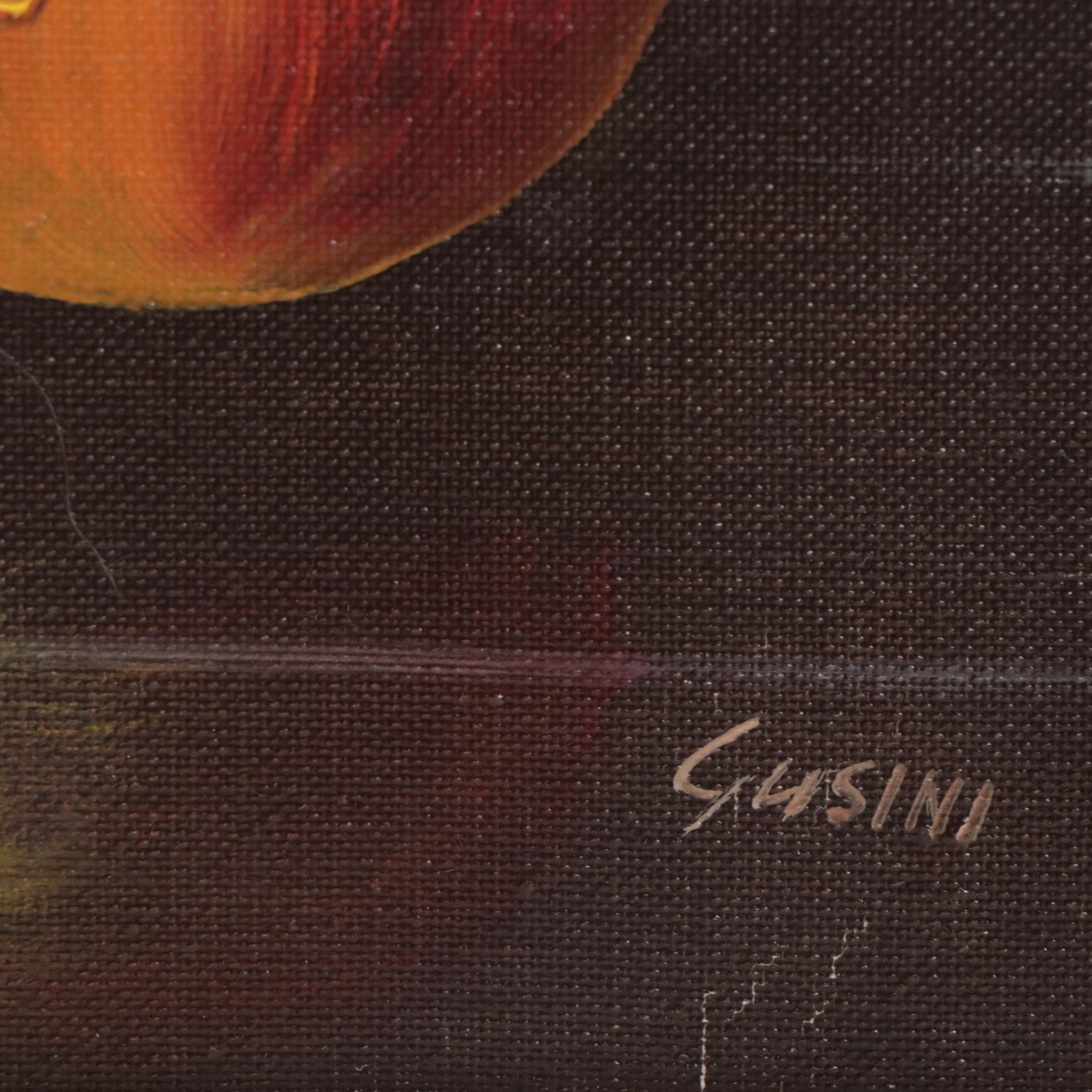 Antonio Gusini Oil Painting of Fruit Still Life