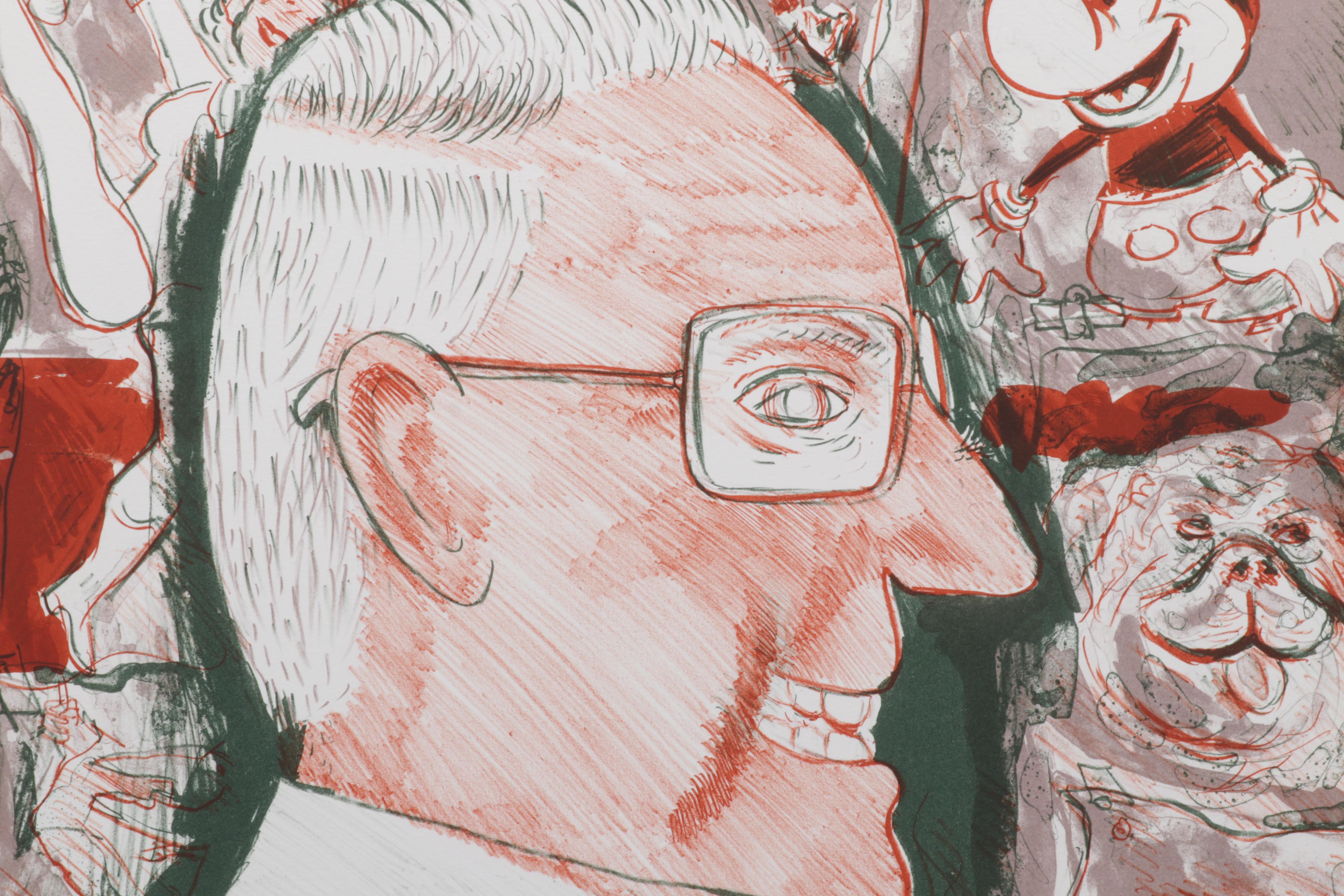 Sidney Chafetz Color Lithograph "Self Portrait," 1987