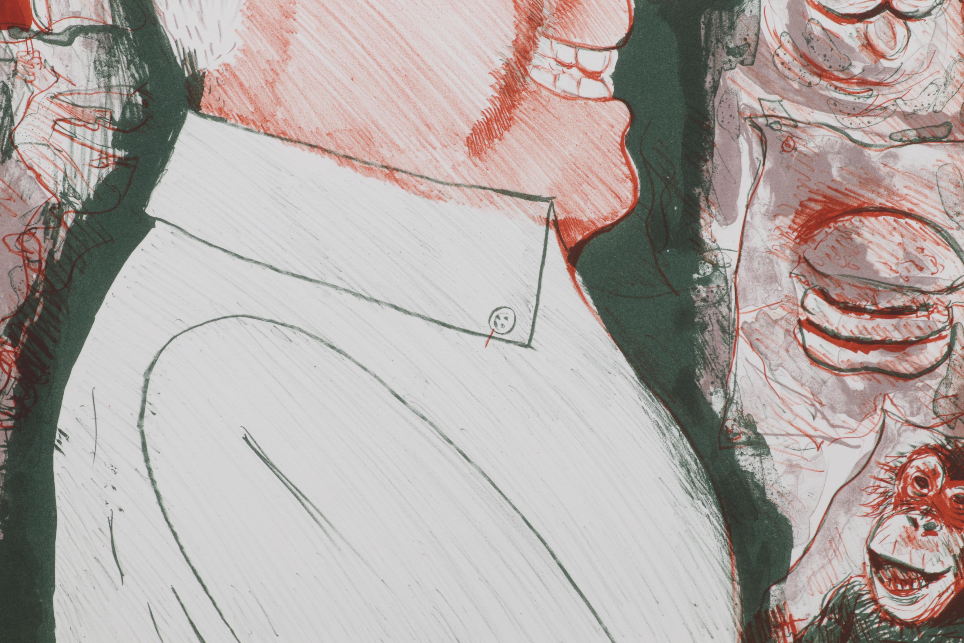 Sidney Chafetz Color Lithograph "Self Portrait," 1987