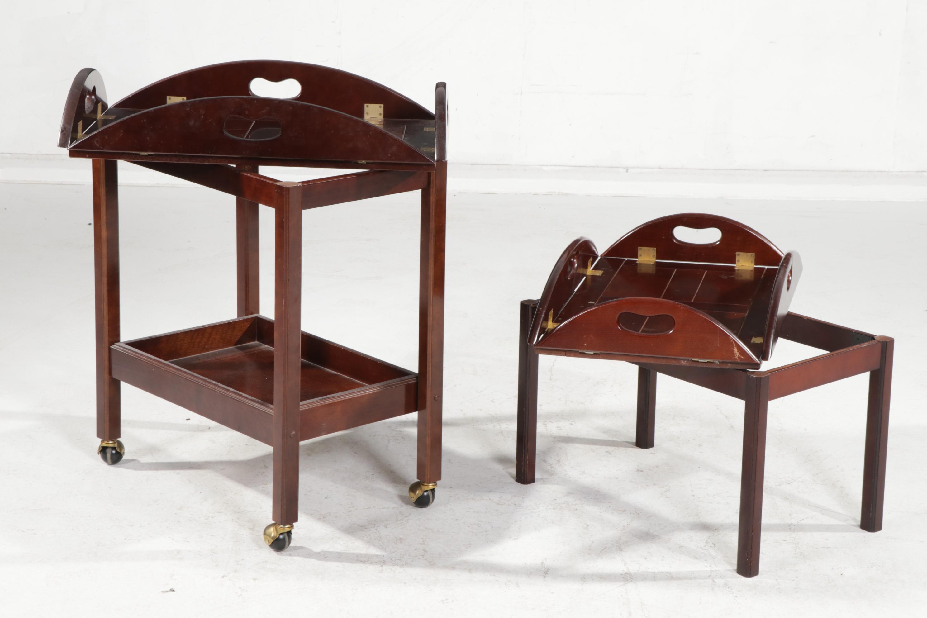 Butler's Tray Top Cart and Coffee Table, Late 20th Century