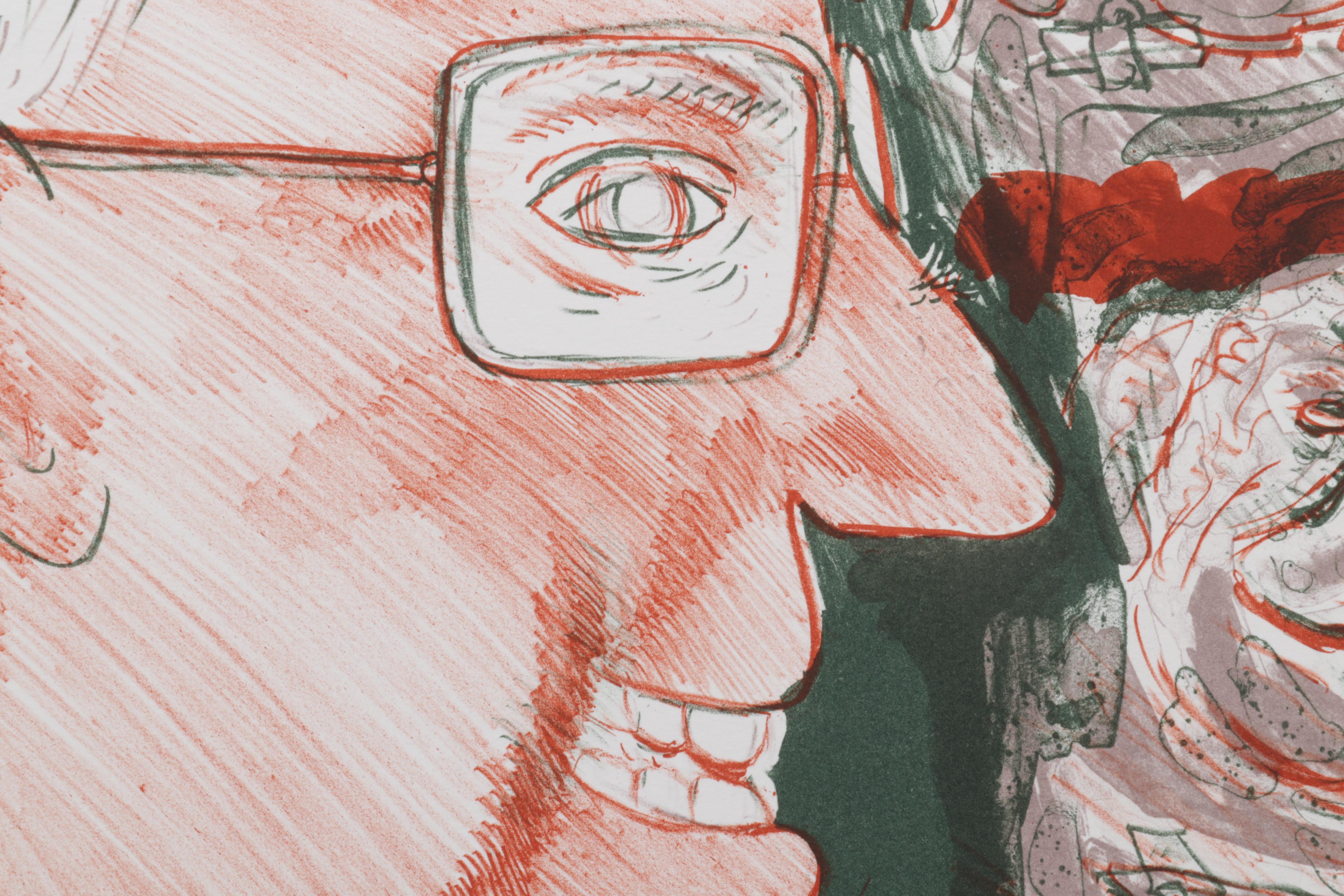 Sidney Chafetz Color Lithograph "Self Portrait," 1987