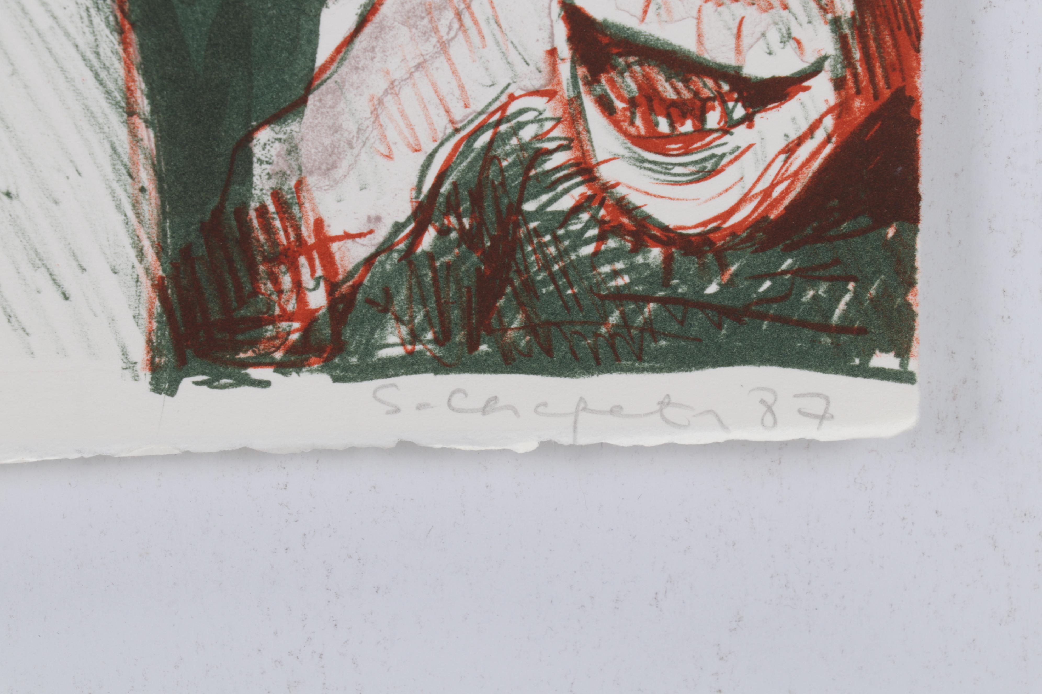 Sidney Chafetz Color Lithograph "Self Portrait," 1987