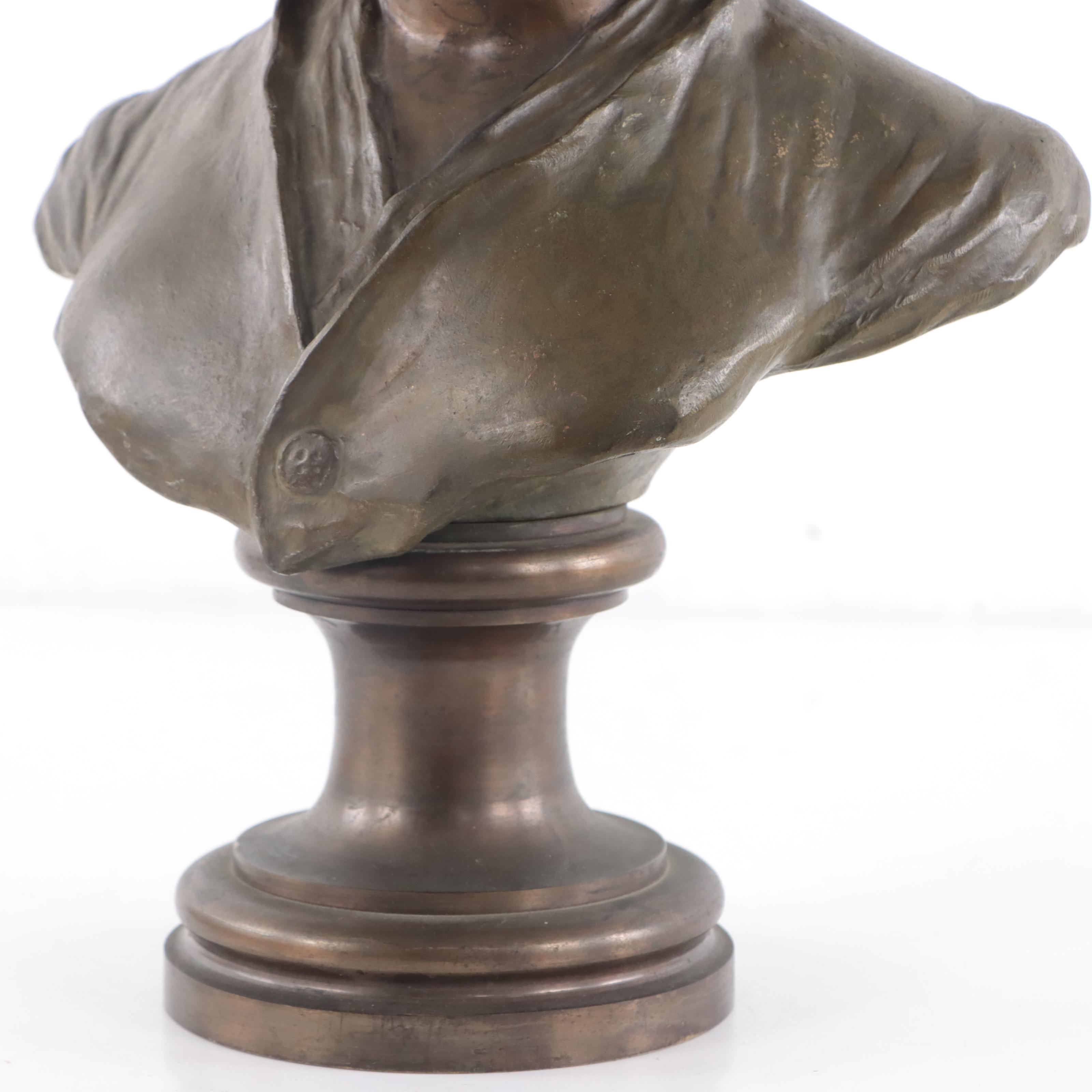 Bronze Sculpture After Augusts Bija of Young Girl Bust