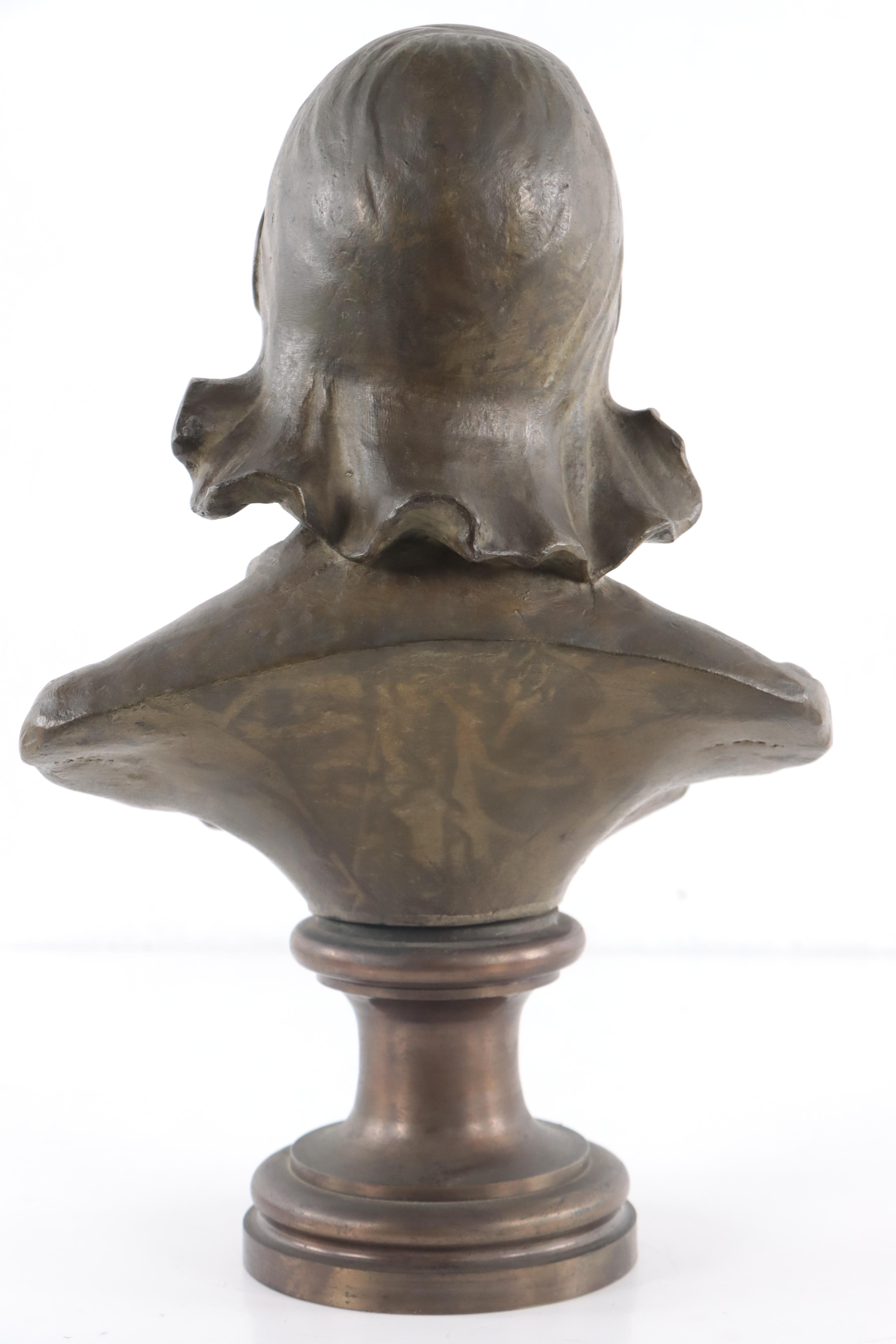 Bronze Sculpture After Augusts Bija of Young Girl Bust