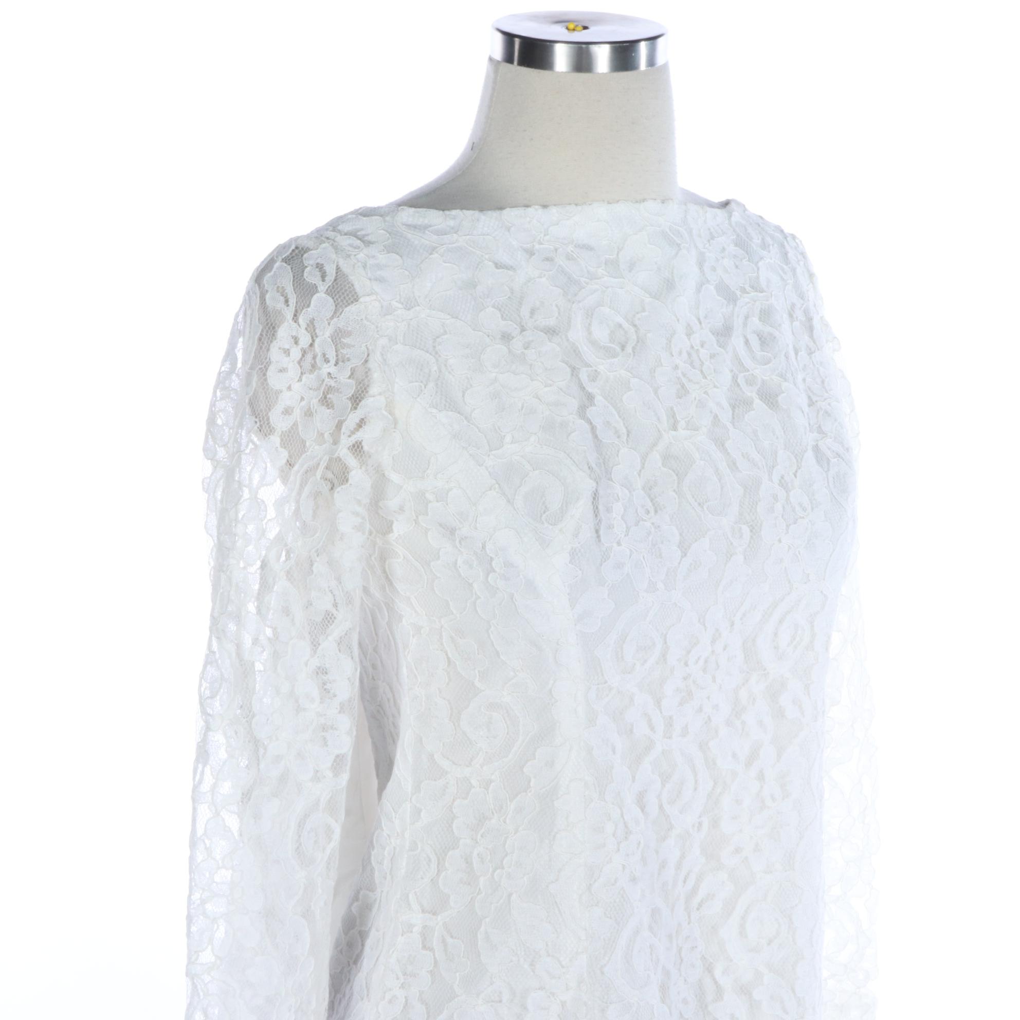Lorrie Deb Debutante/Wedding Lace Dress with Sweep Train, circa 1970