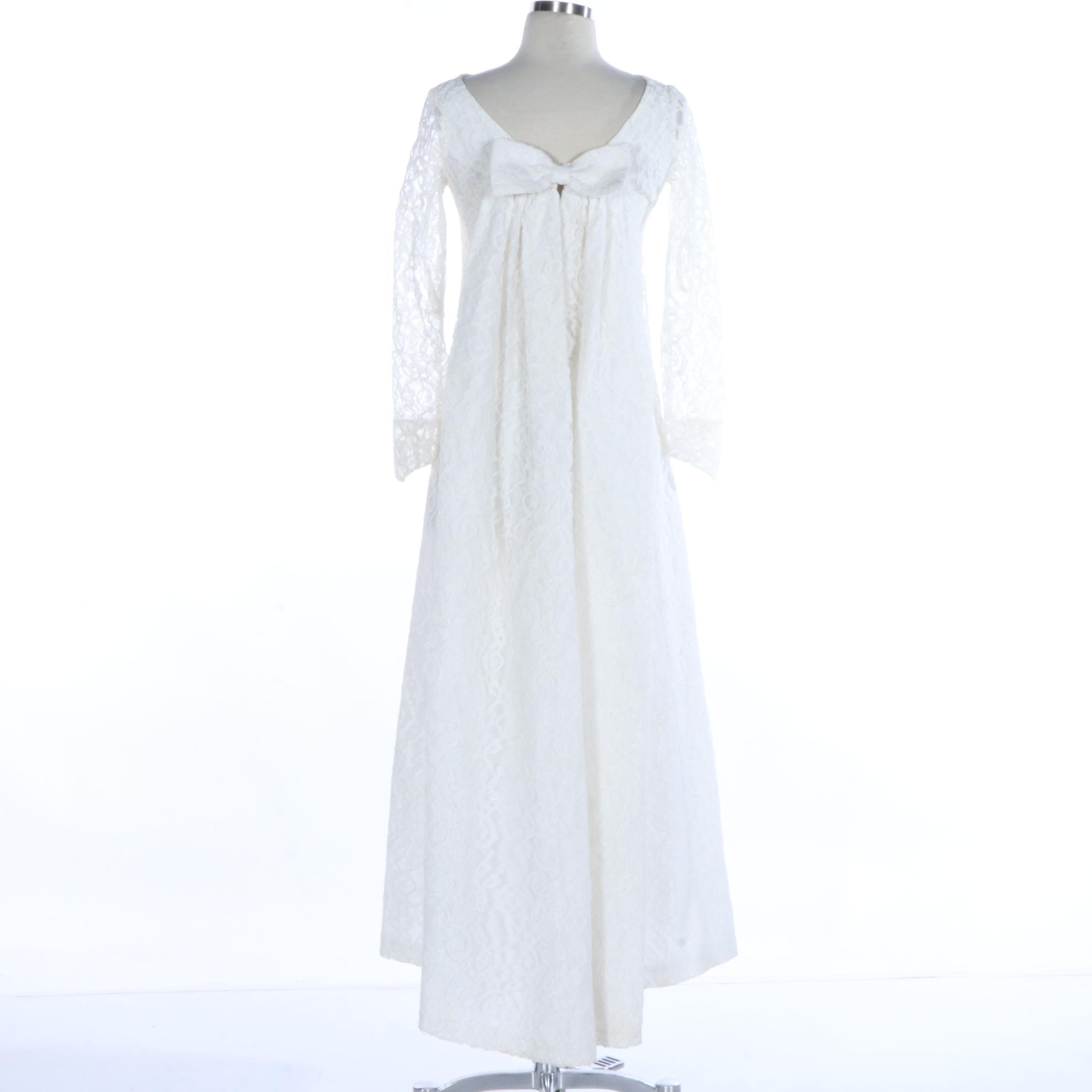 Lorrie Deb Debutante/Wedding Lace Dress with Sweep Train, circa 1970