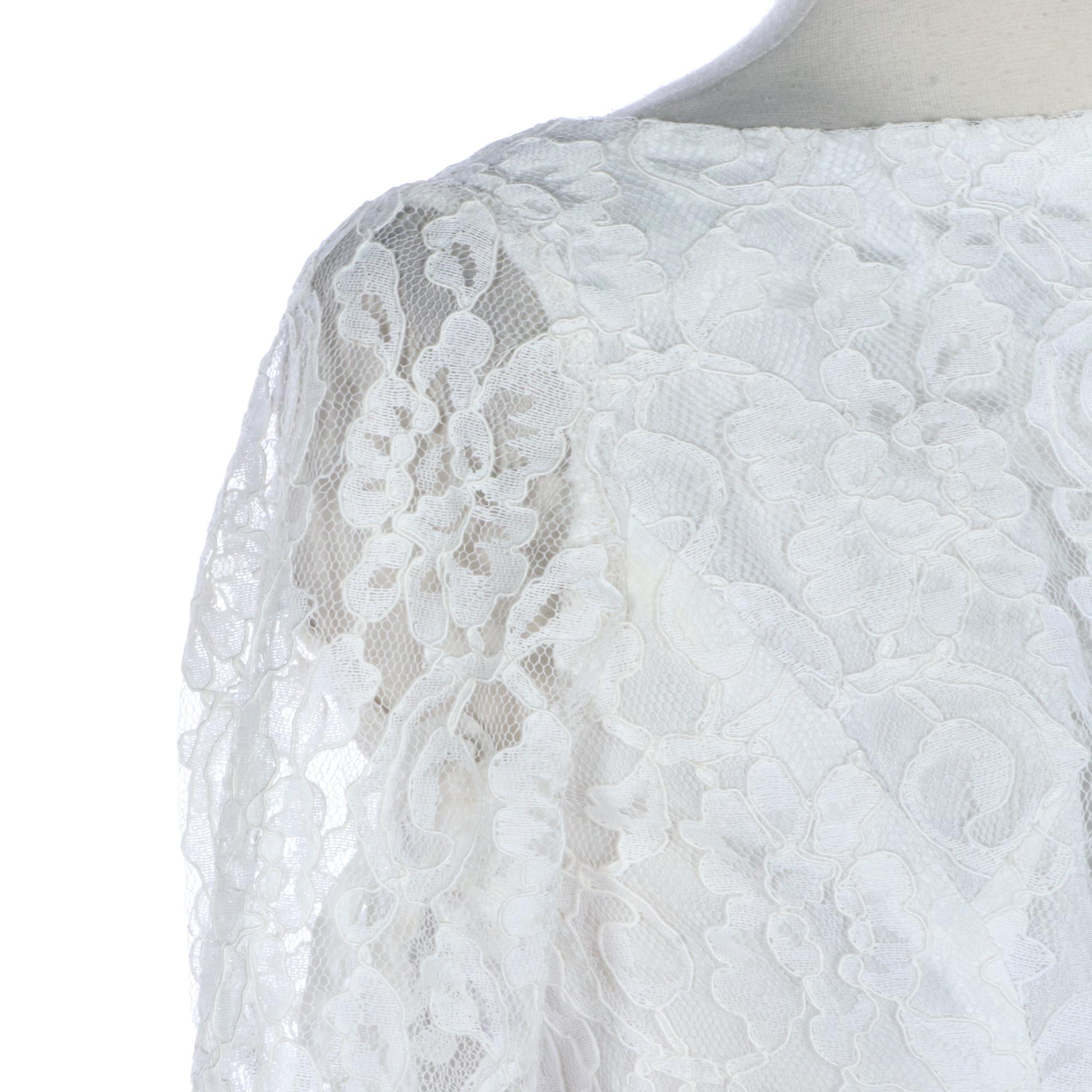 Lorrie Deb Debutante/Wedding Lace Dress with Sweep Train, circa 1970