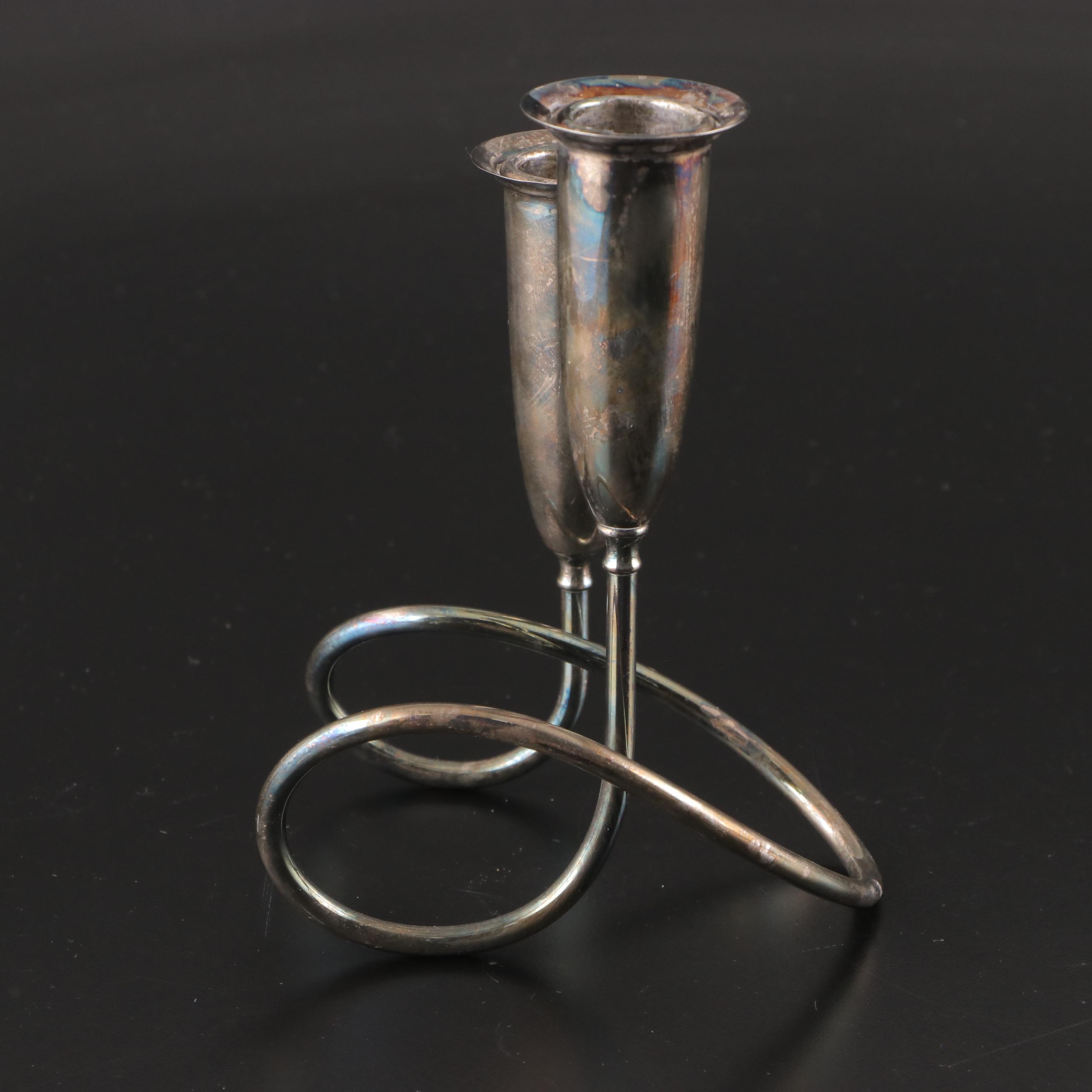 Pair of Napier Modernist Silver Plate Candelabra