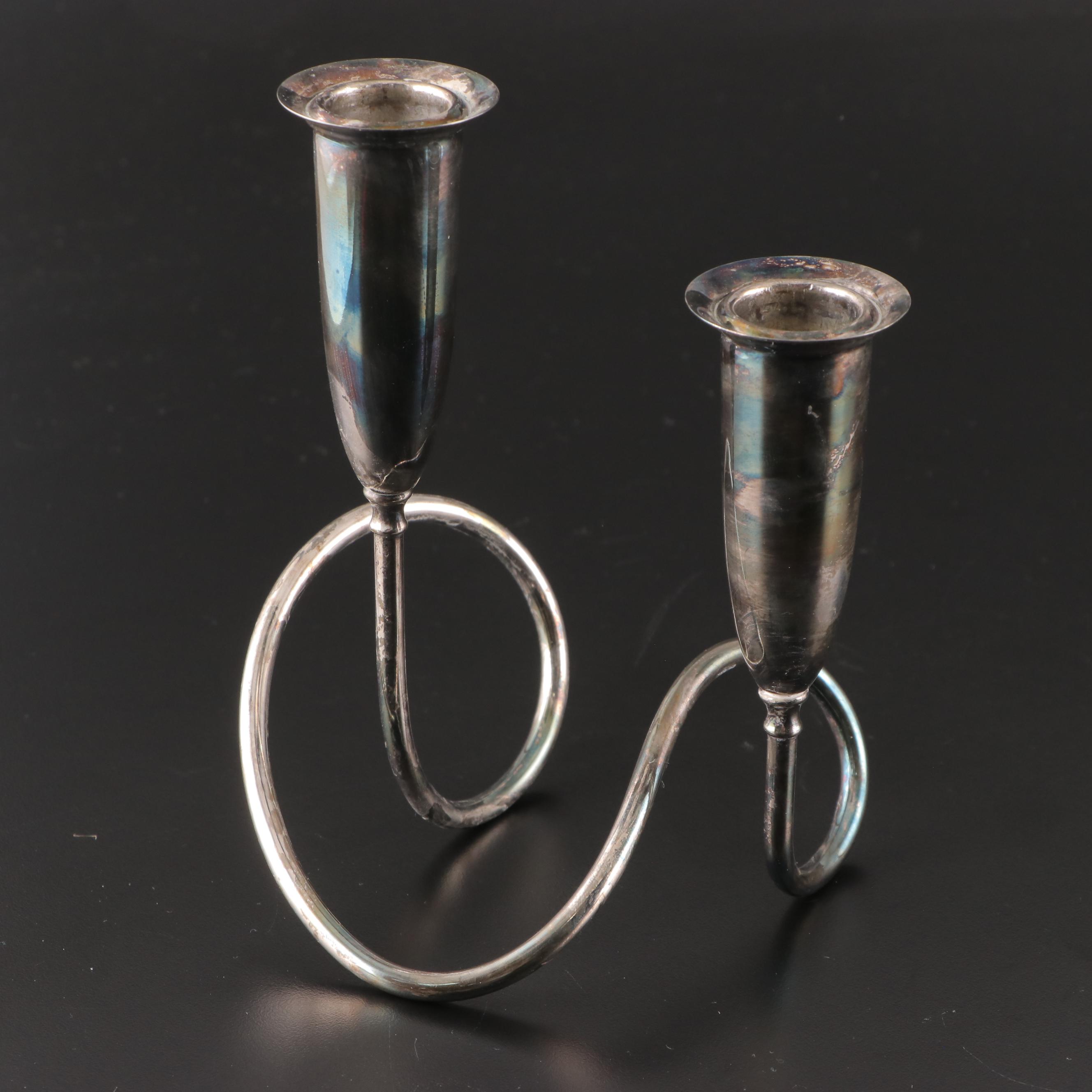 Pair of Napier Modernist Silver Plate Candelabra