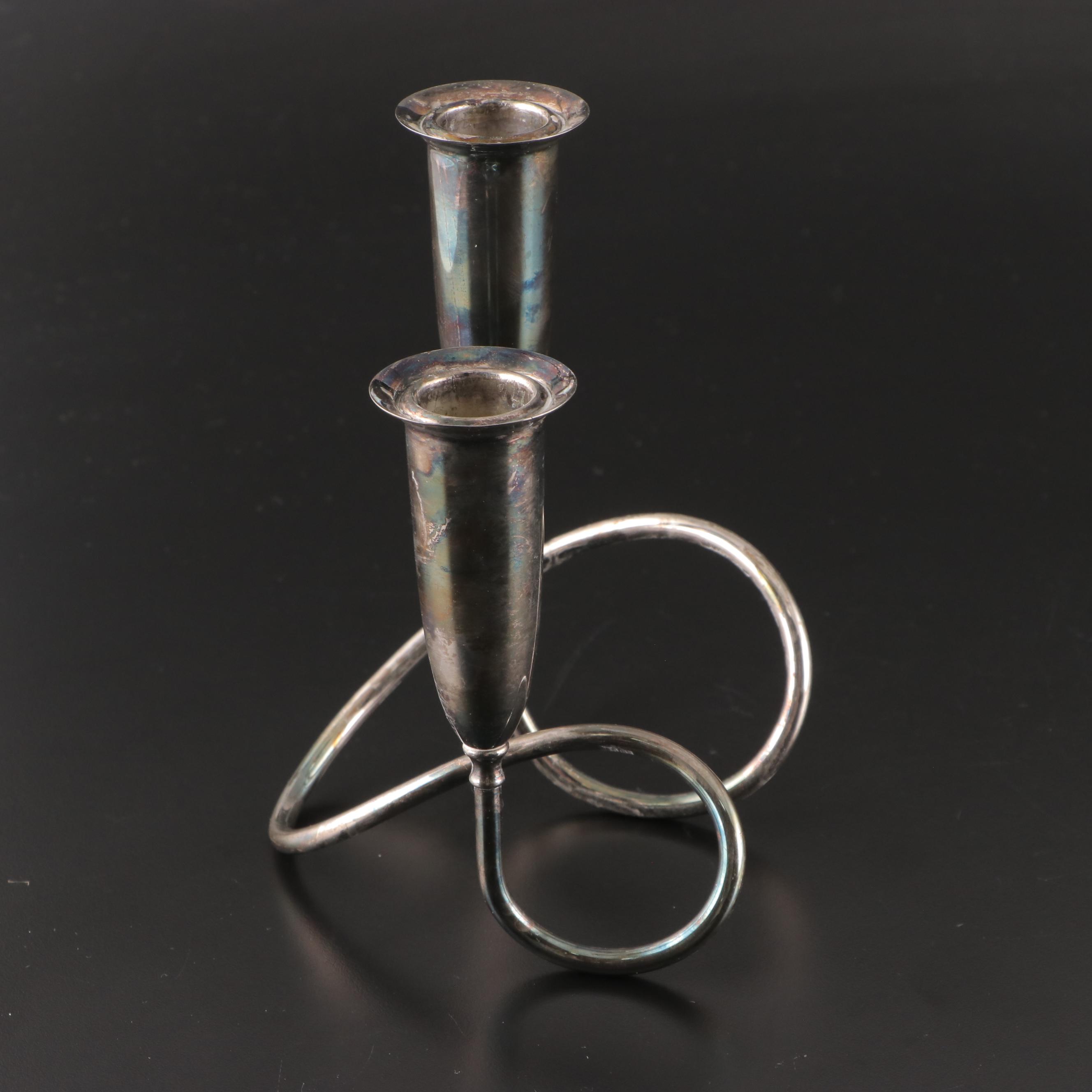 Pair of Napier Modernist Silver Plate Candelabra