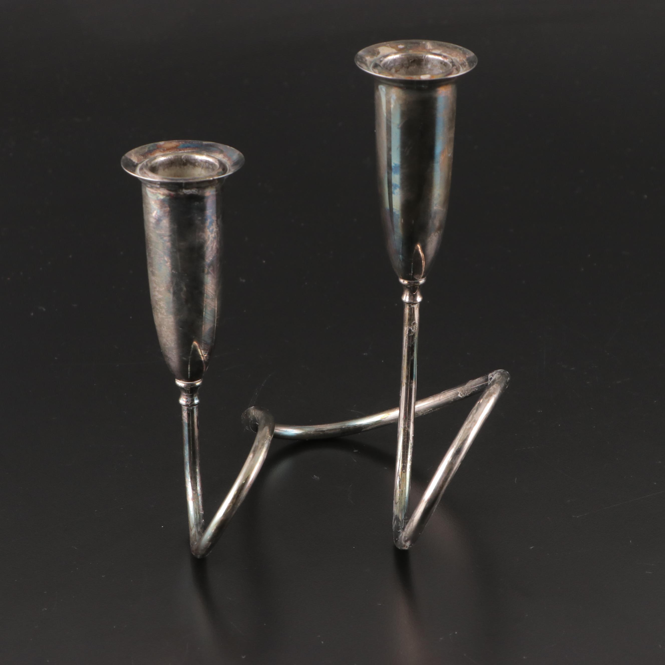 Pair of Napier Modernist Silver Plate Candelabra