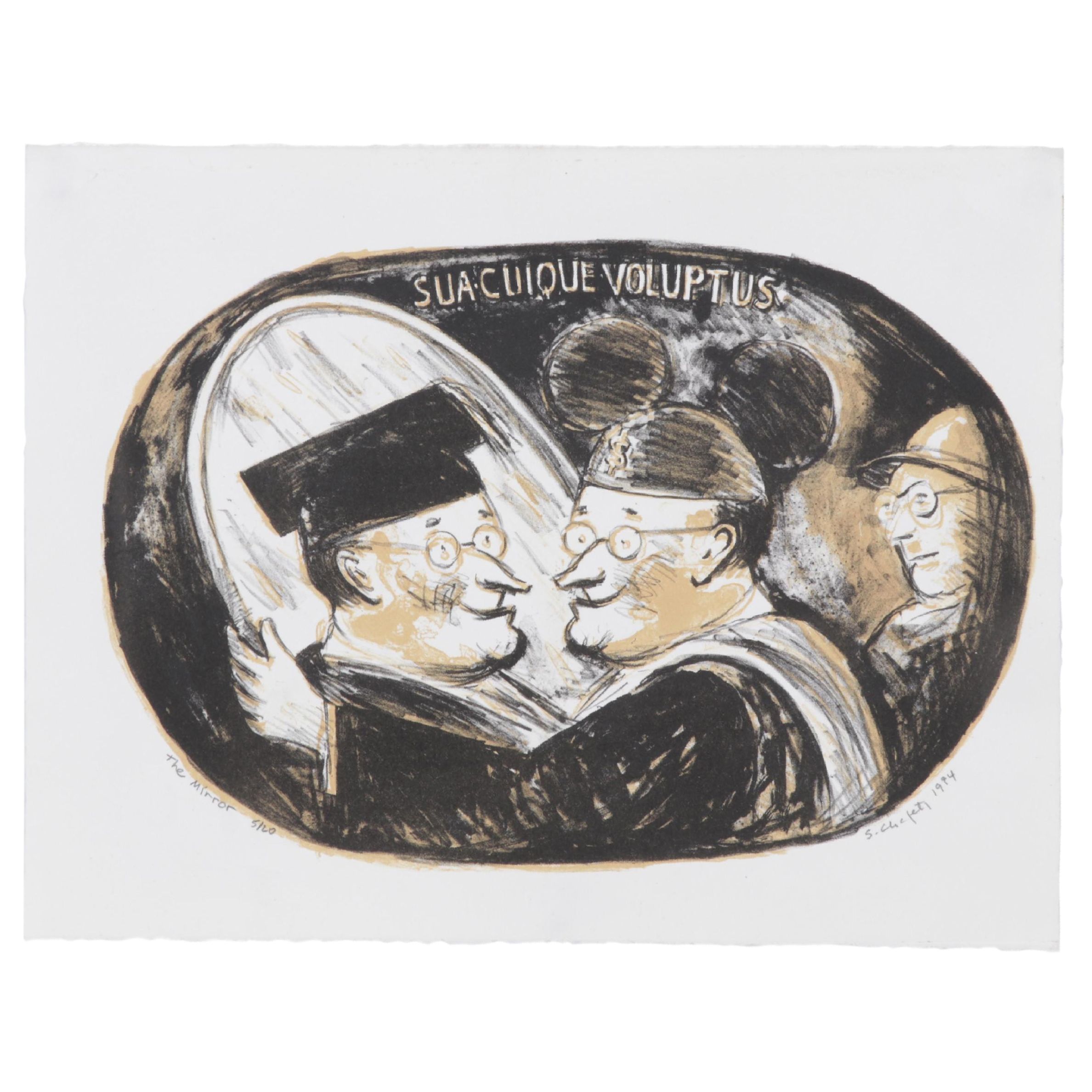 Sidney Chafetz Color Lithograph "The Mirror," 1994