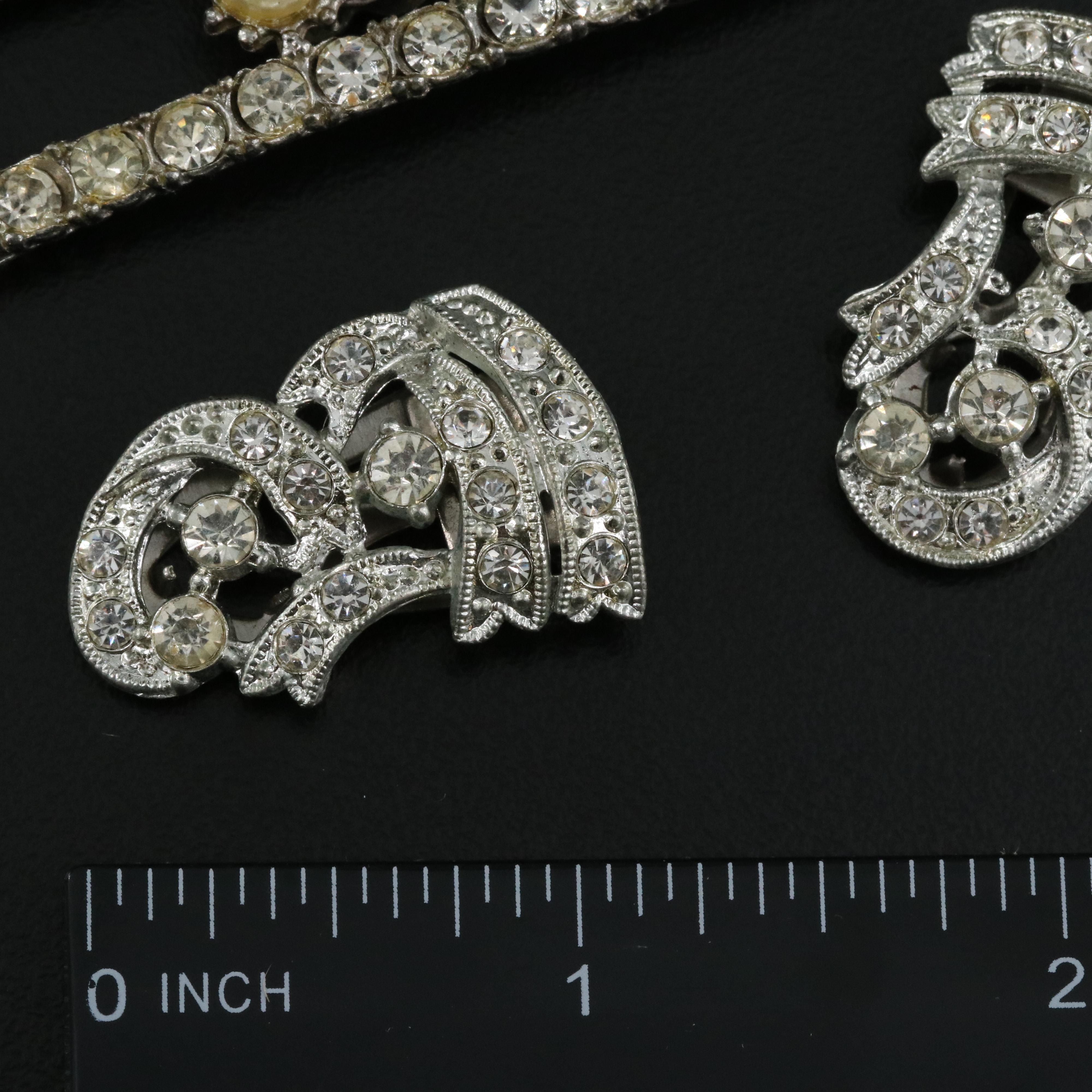 Vintage Dress Clips and Shoe Clips Including Rhinestone and Mother-of-Pearl