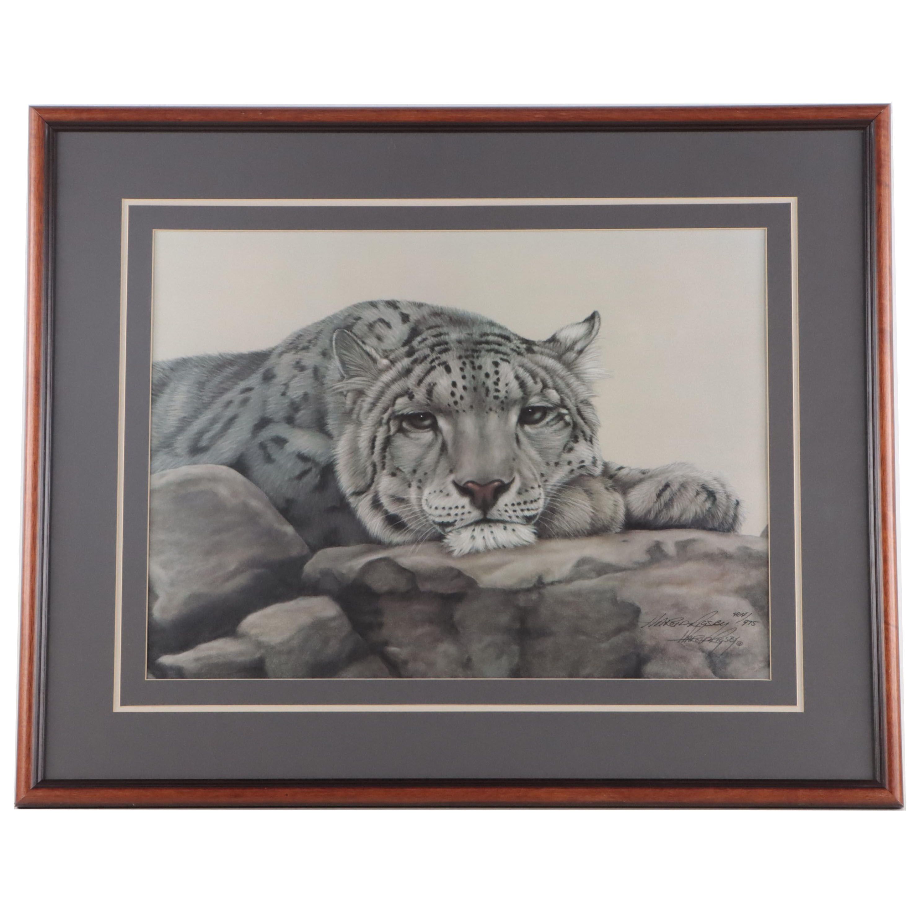 Harold Rigsby Offset Lithograph of Snow Leopard