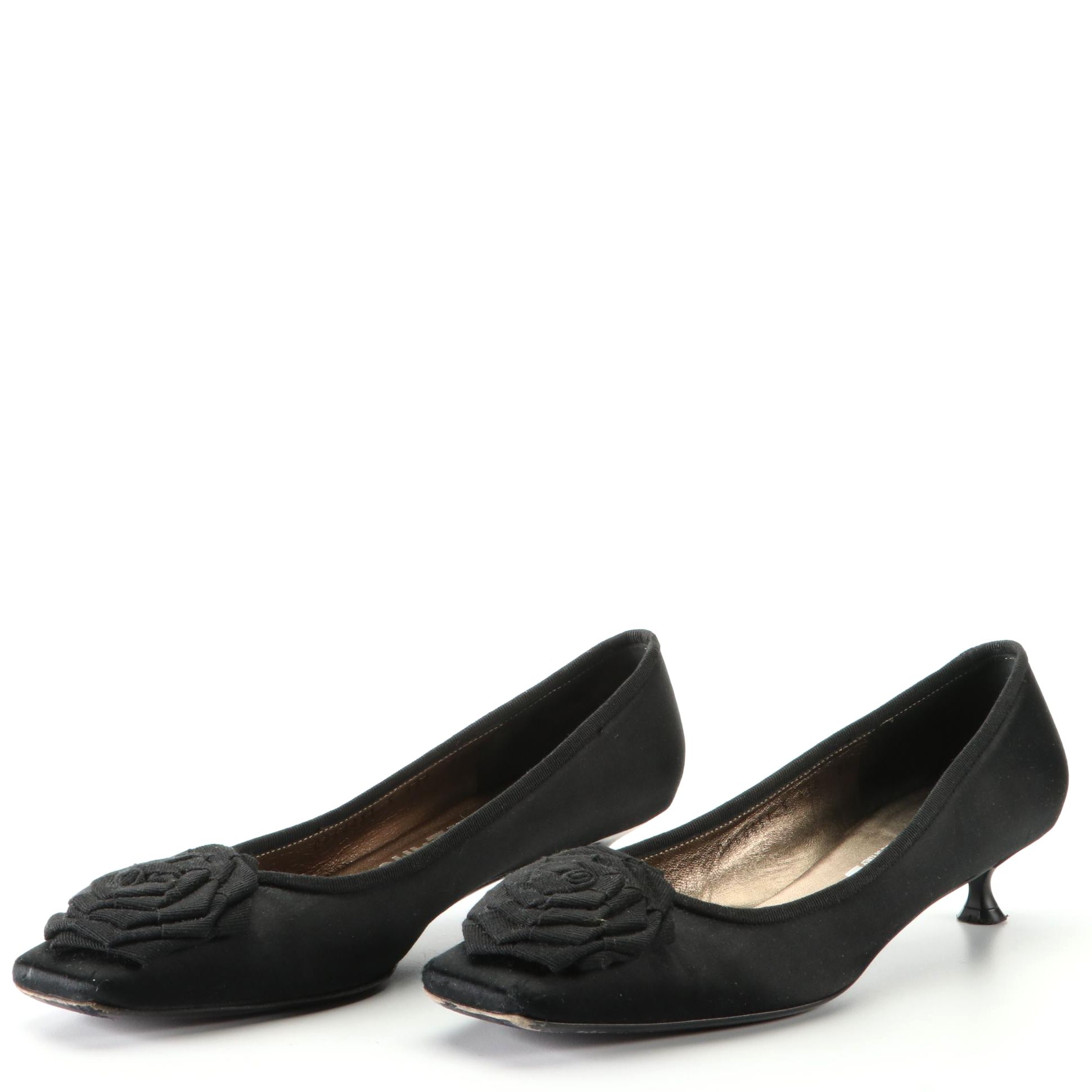 Salvatore Ferragamo Satin Rosette Pumps
