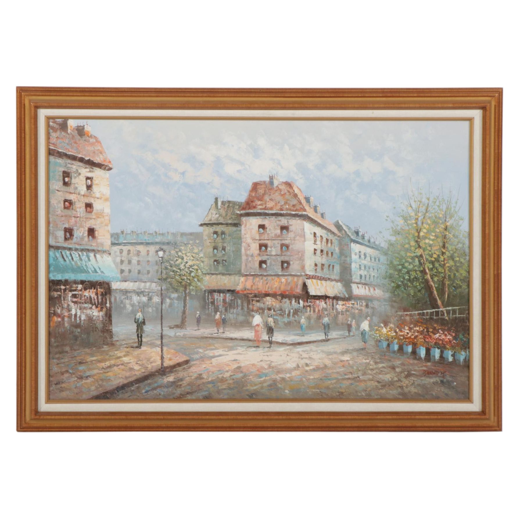 European City Street Oil Painting, 21st Century