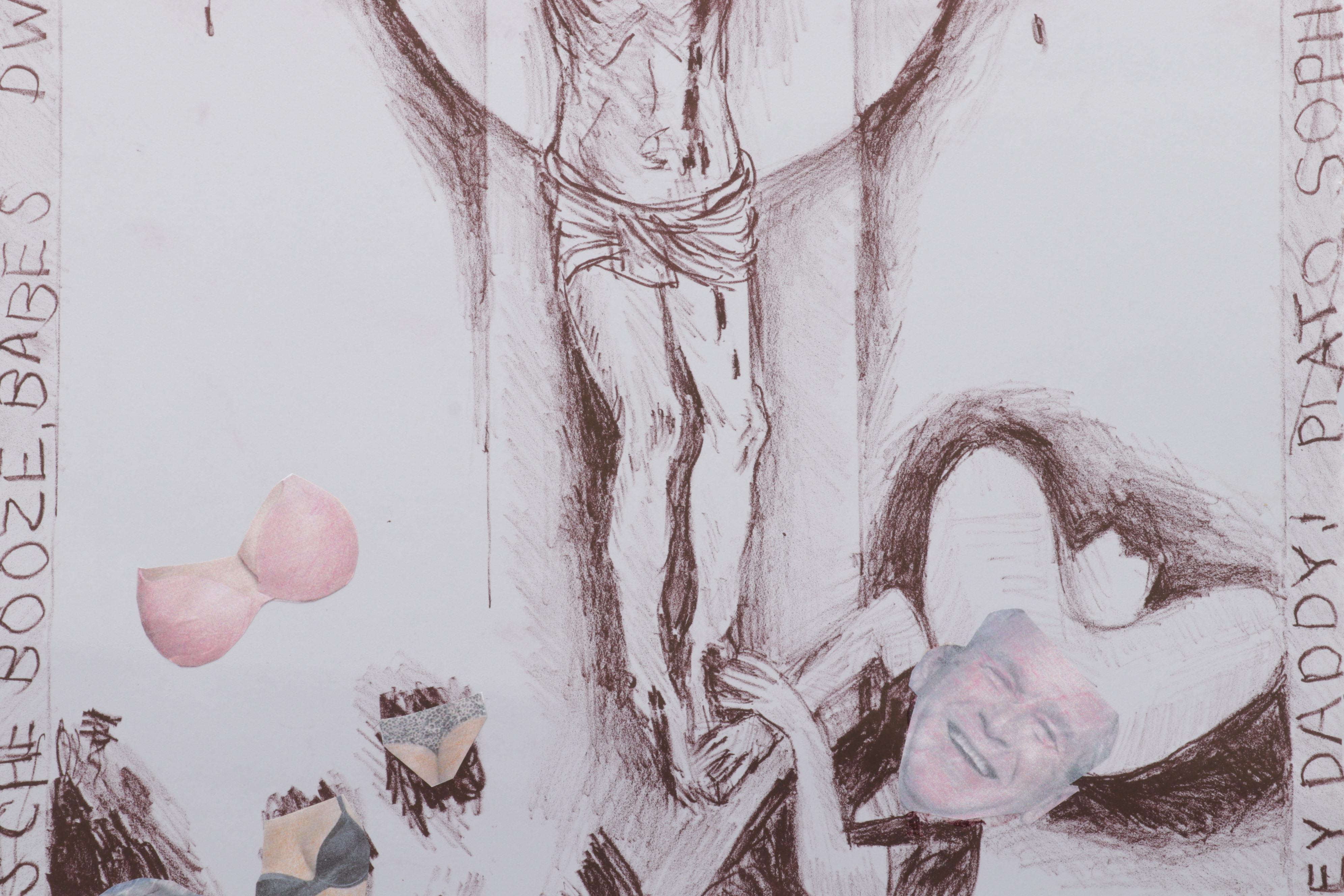 Sidney Chafetz Lithograph With Appliqué "Jesus is My Philosopher & Babes," 2009