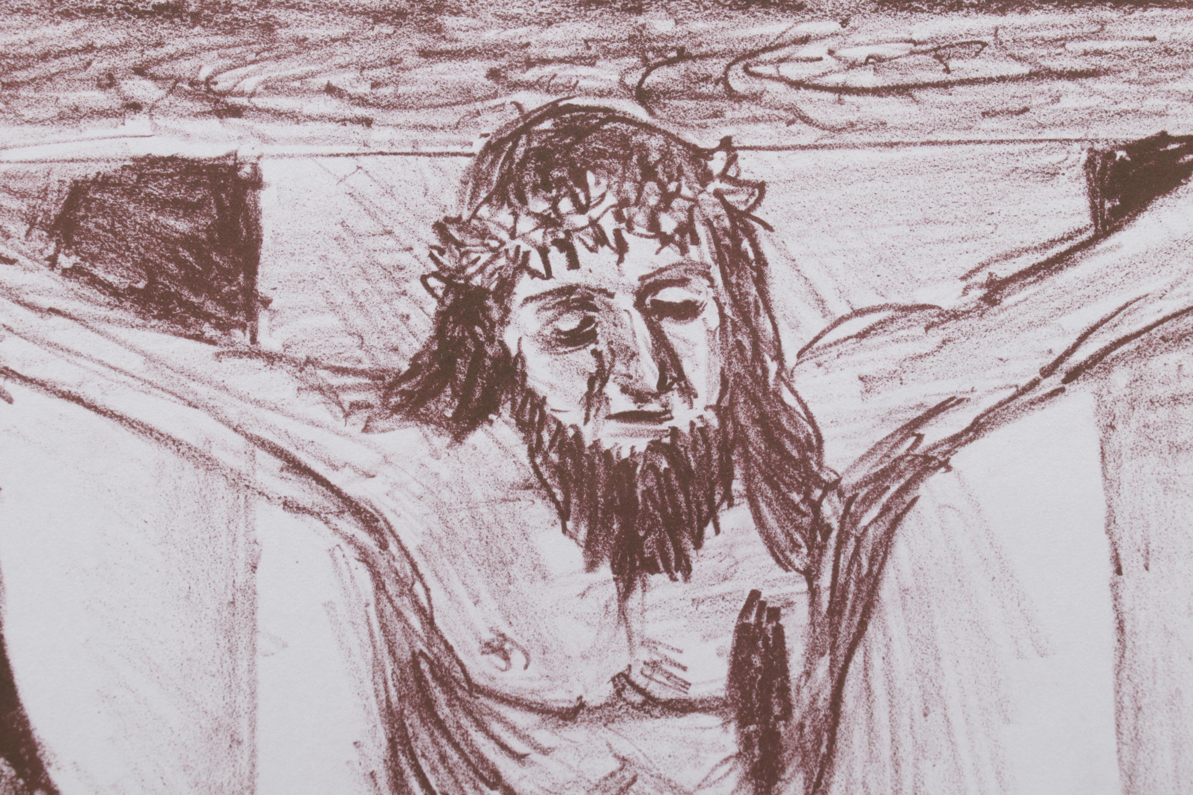 Sidney Chafetz Lithograph With Appliqué "Jesus is My Philosopher & Babes," 2009