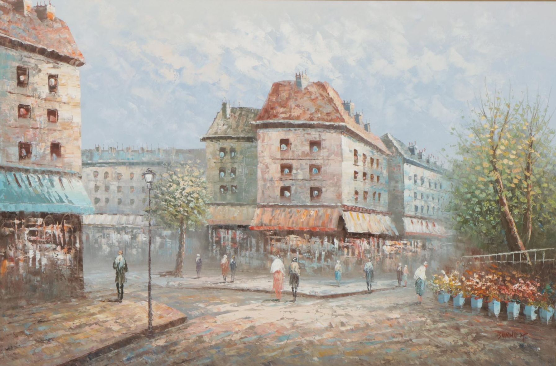 European City Street Oil Painting, 21st Century