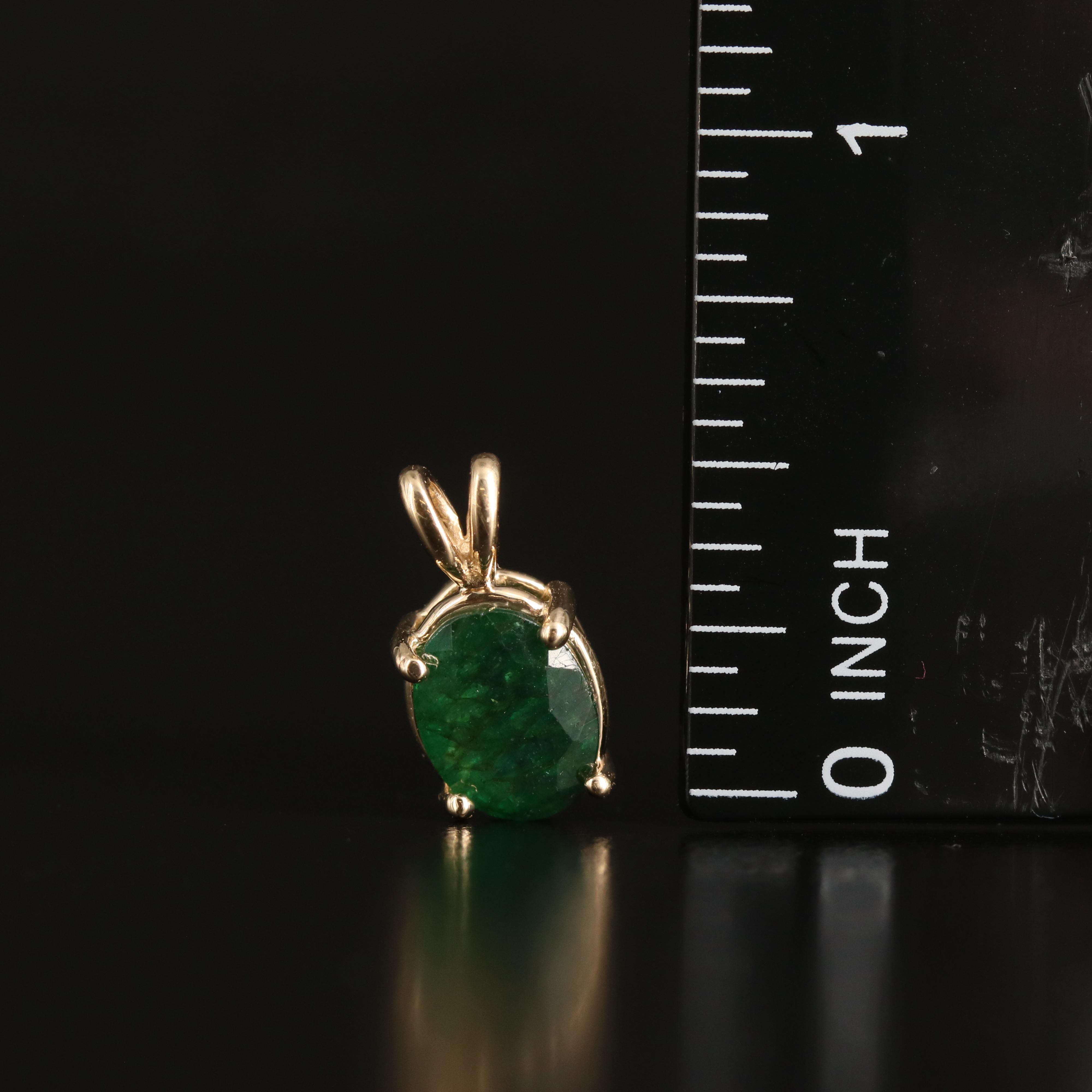 14K 1.45 CT Emerald Solitaire Pendant