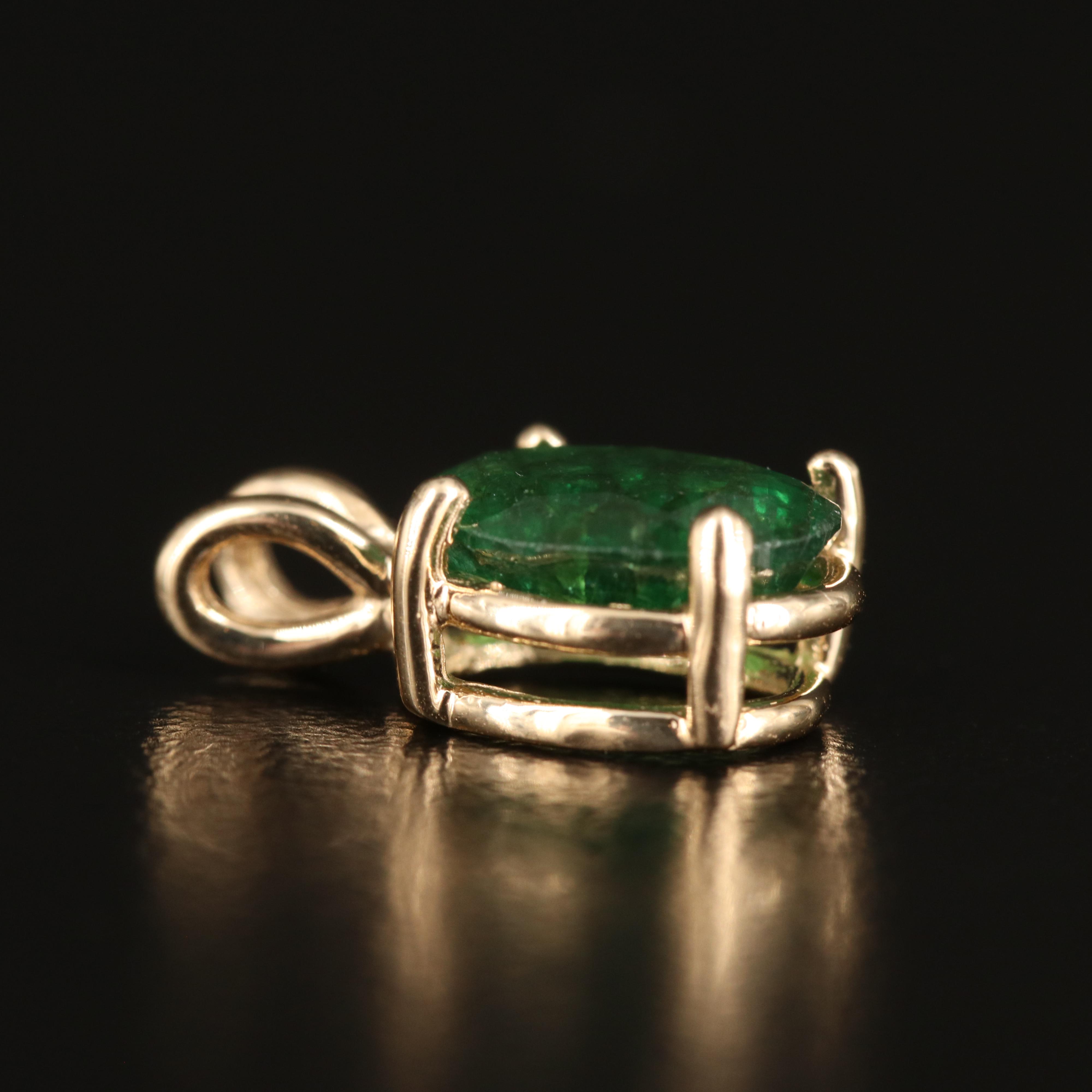 14K 1.45 CT Emerald Solitaire Pendant