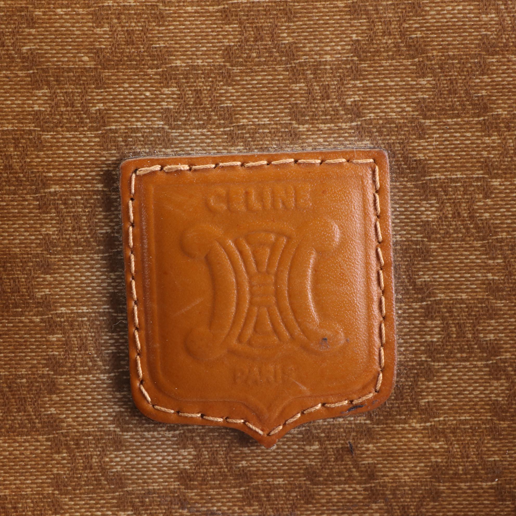 Celine Boston Bag in Macadam Coated Canvas and Leather