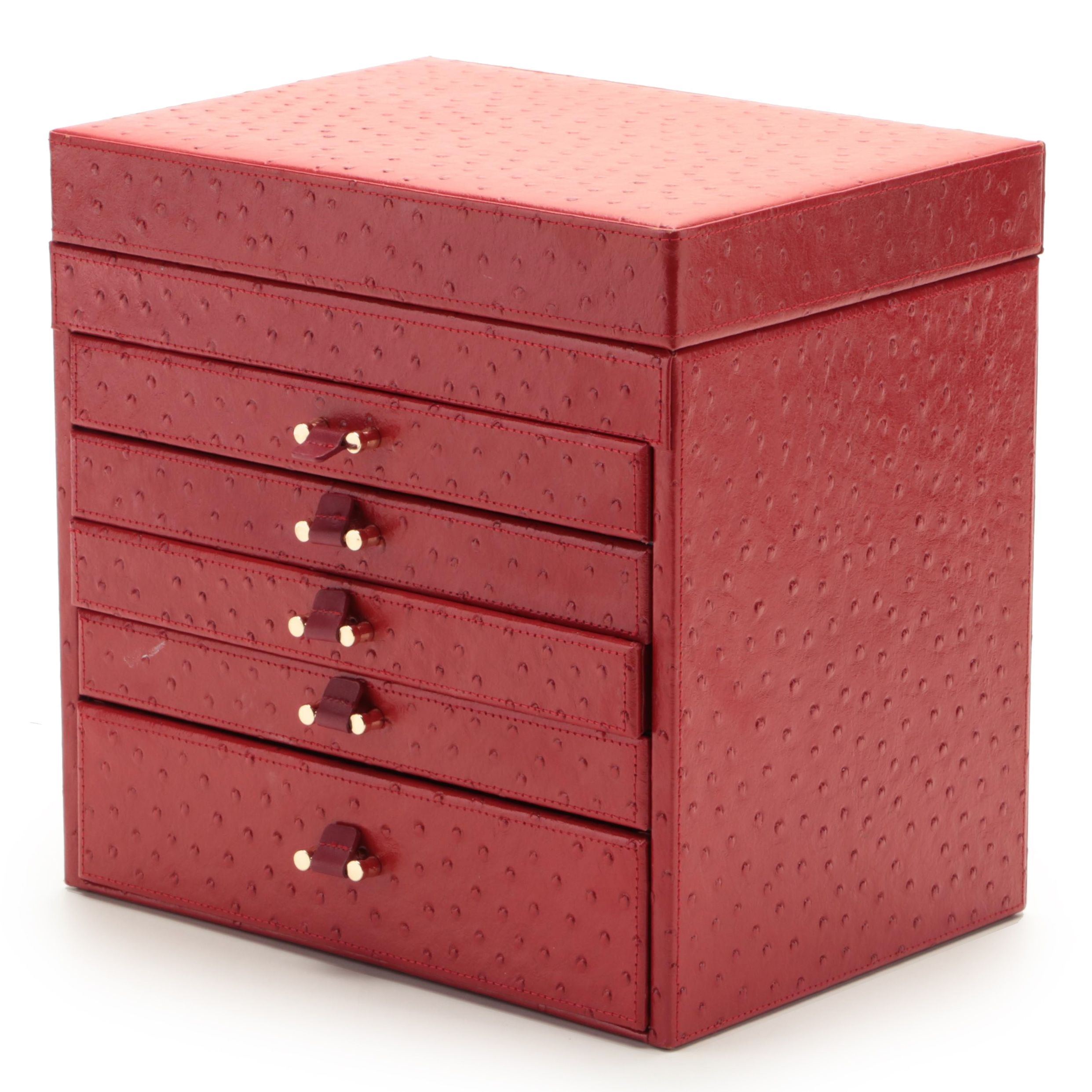Bey-Berk Leather-Covered Jewelry Chest