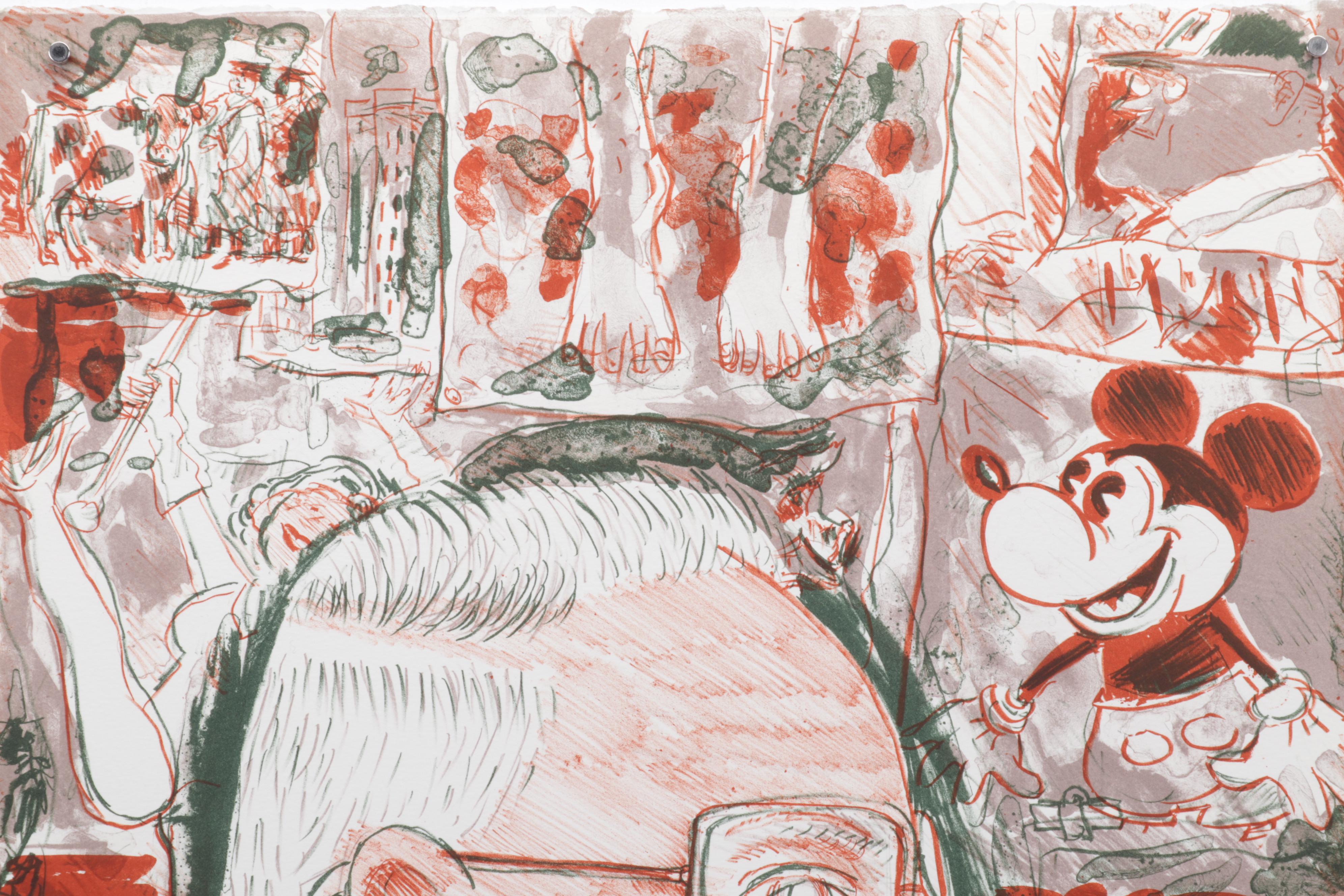 Sidney Chafetz Color Lithograph "Self Portrait," 1987