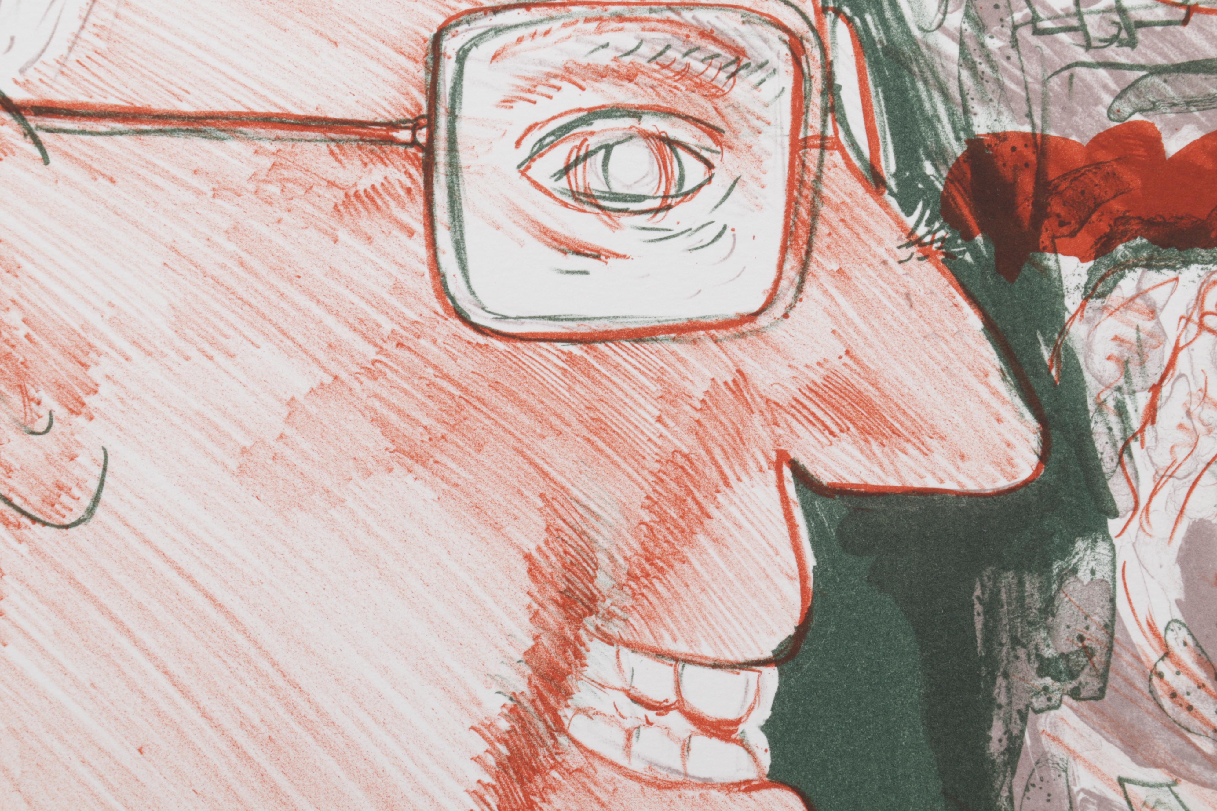 Sidney Chafetz Color Lithograph "Self Portrait," 1987