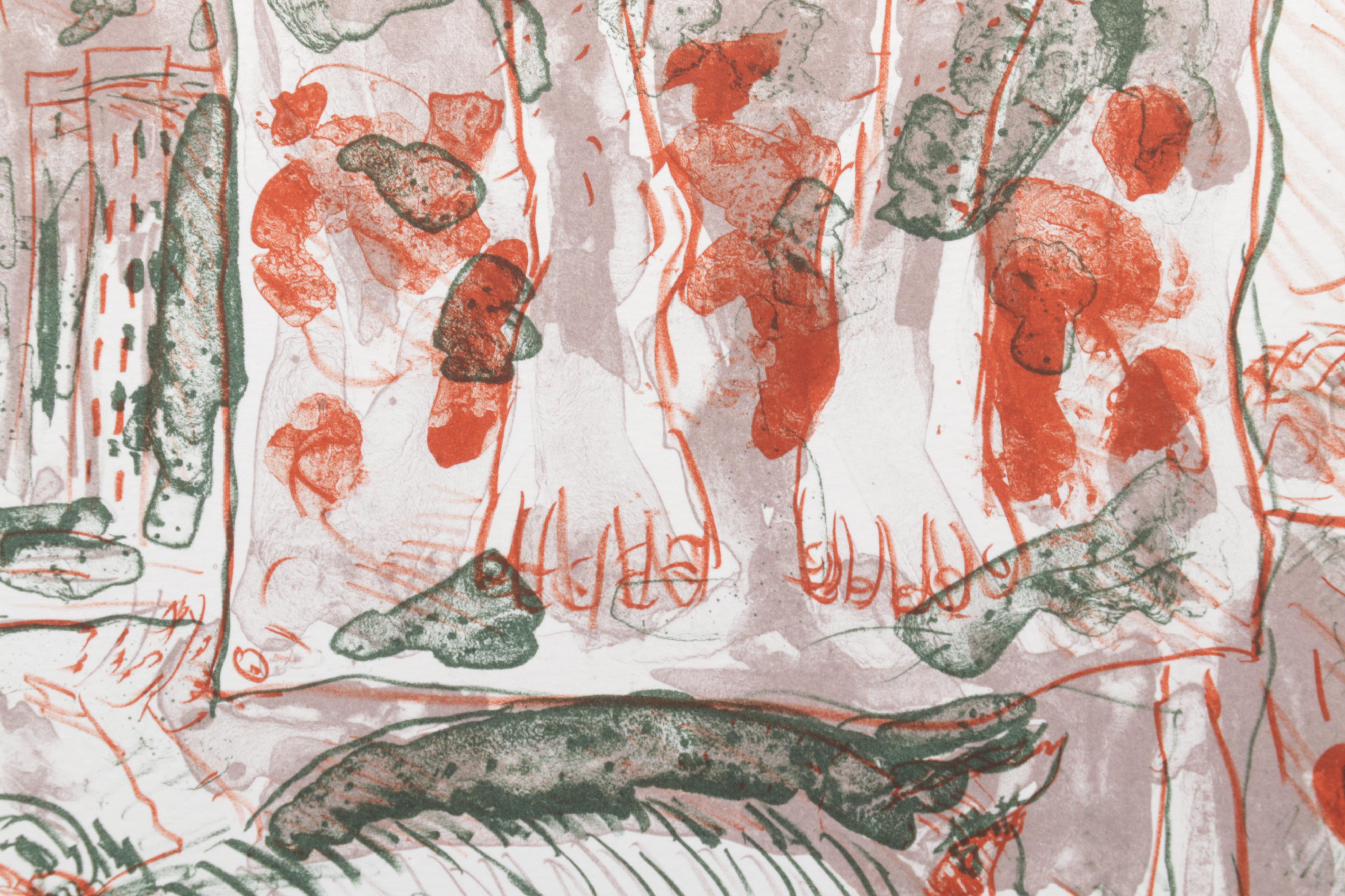 Sidney Chafetz Color Lithograph "Self Portrait," 1987