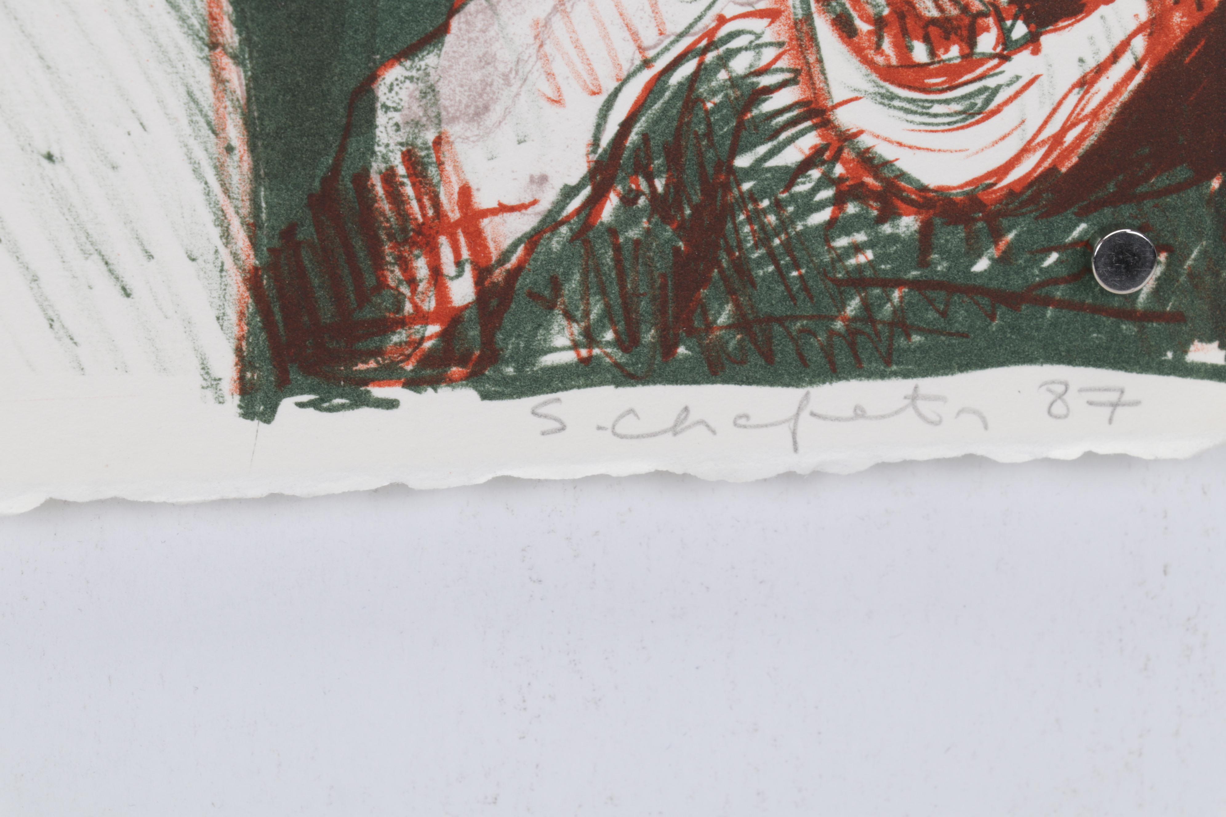 Sidney Chafetz Color Lithograph "Self Portrait," 1987