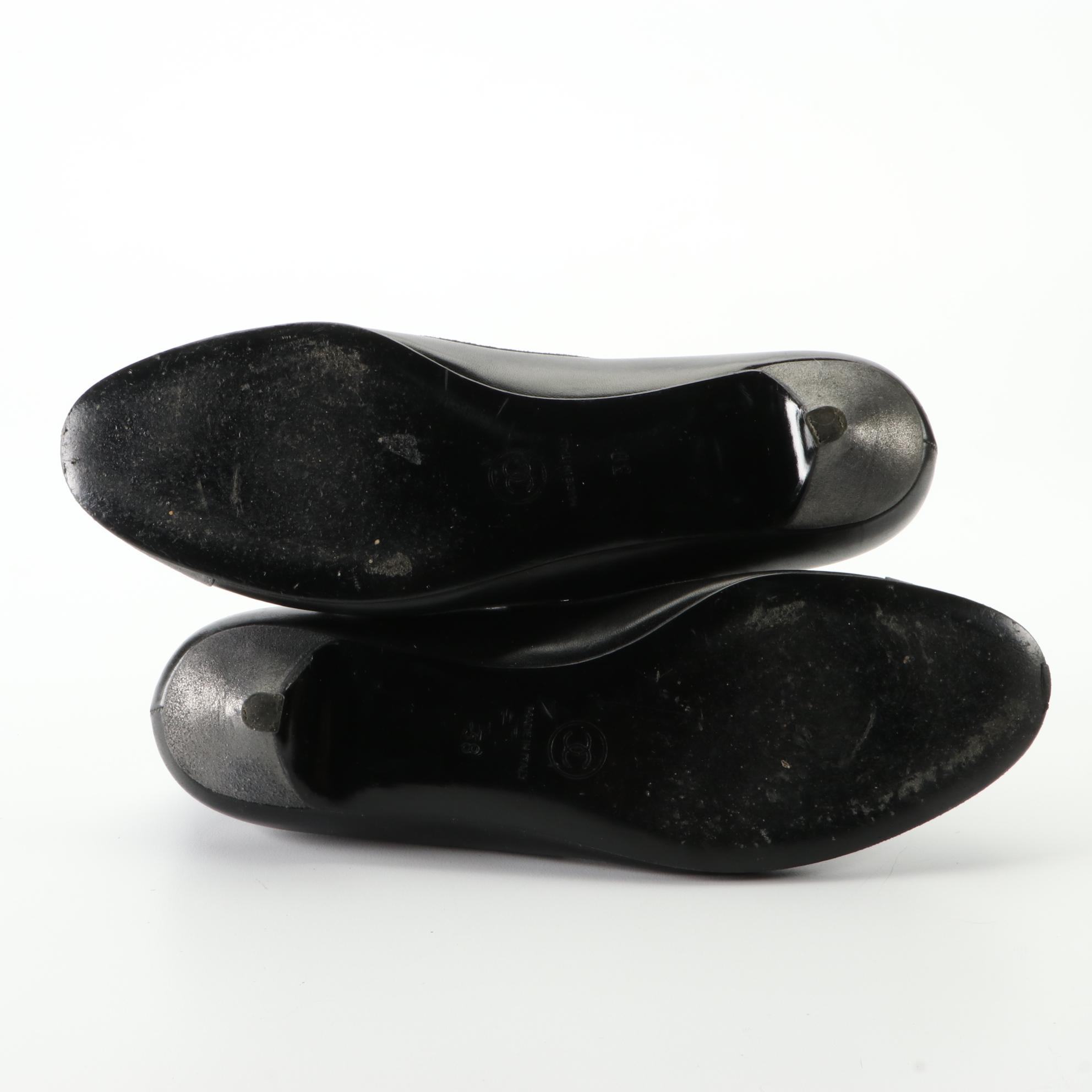 Chanel Metallic Leather Cap Toe Lace Up Pumps