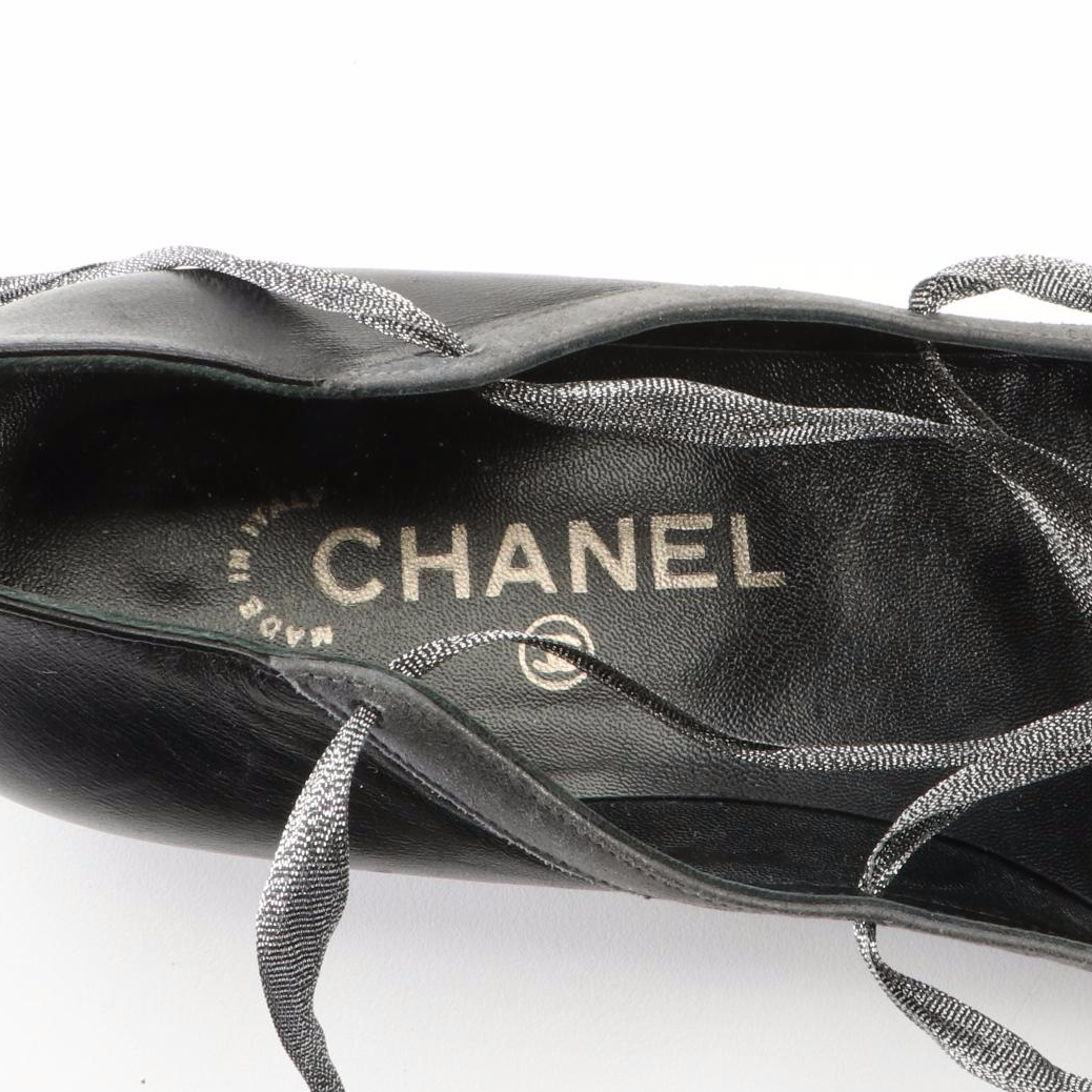 Chanel Metallic Leather Cap Toe Lace Up Pumps
